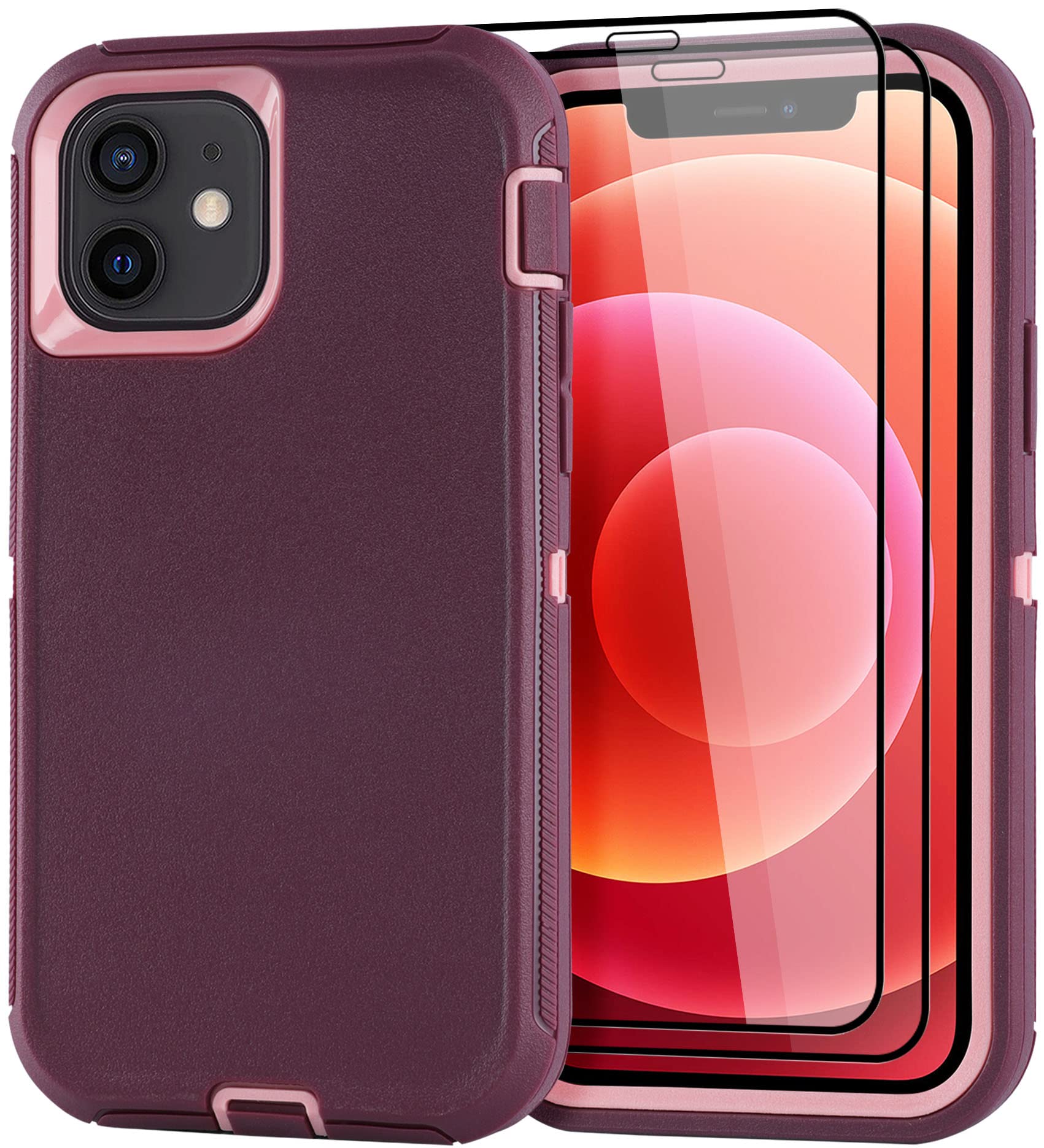 GYJ for iPhone 12/for iPhone 12 Pro Case 6.1" with 2 Screen Protector,Full Body Rugged Heavy Duty Military Grade Cover,Shockproof/Drop Proof