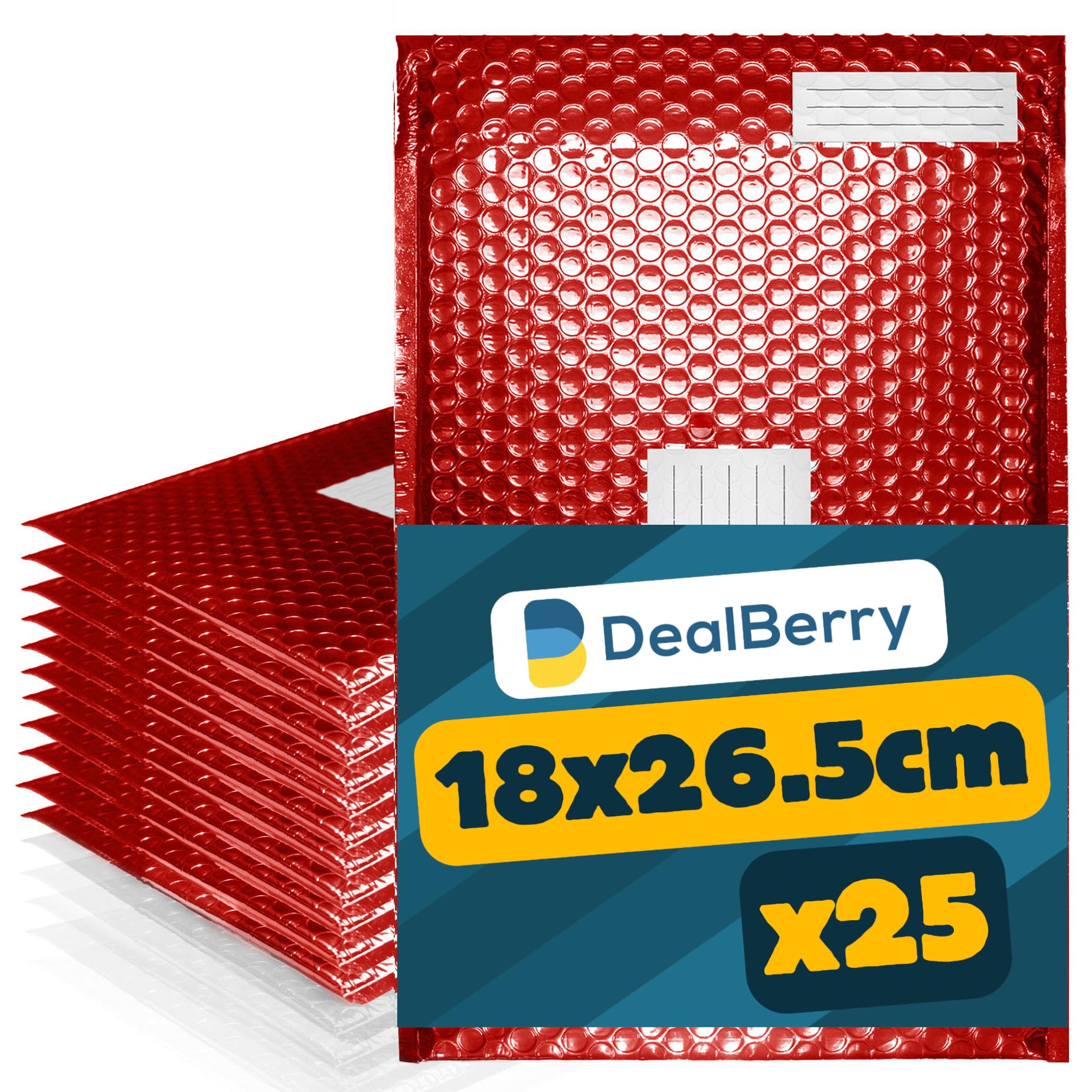 25 Pack Padded Bubble Envelopes - Bubble Wrap Envelope - Poly Bags for Shipping Packaging Mailing - Envelopes Peel and Seal - Address & Return Box (Red, 18x26.5cm) โ image 1