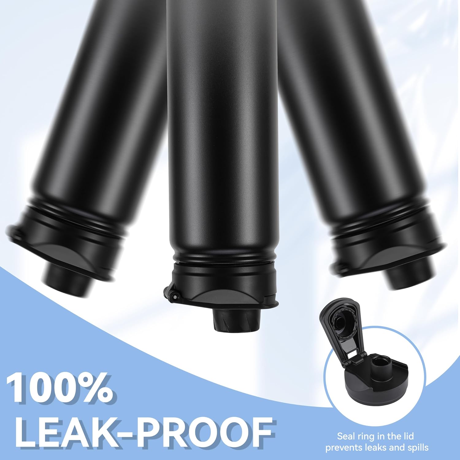 HASLE OUTFITTERS Insulated Water Bottle 22 oz Double Wall Stainless Steel Water Bottle Wide Mouth with Straw Lid & Spout Lid Keeps Cold or Hot(Black Gray Gradient,1) - Image 6