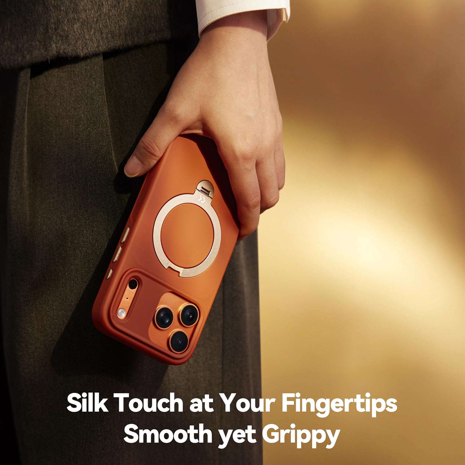 CASEKOO Twilight Orange Designed for iPhone 17 Pro Max Case with Spin Magnetic Stand [16FT Military Protection] [Non-Slip Edge] [Fit for MagSafe] Shockproof for iPhone 17 ProMax Case with Stand 6.9'' - Image 3