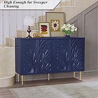Vista 5 de Sideboard Buffet Cabinet with 3D Flower Pattern, Accent Cabinet with 4 Doors & Adjustable Shelves, Wood Decorative Credenza with Storage for Living