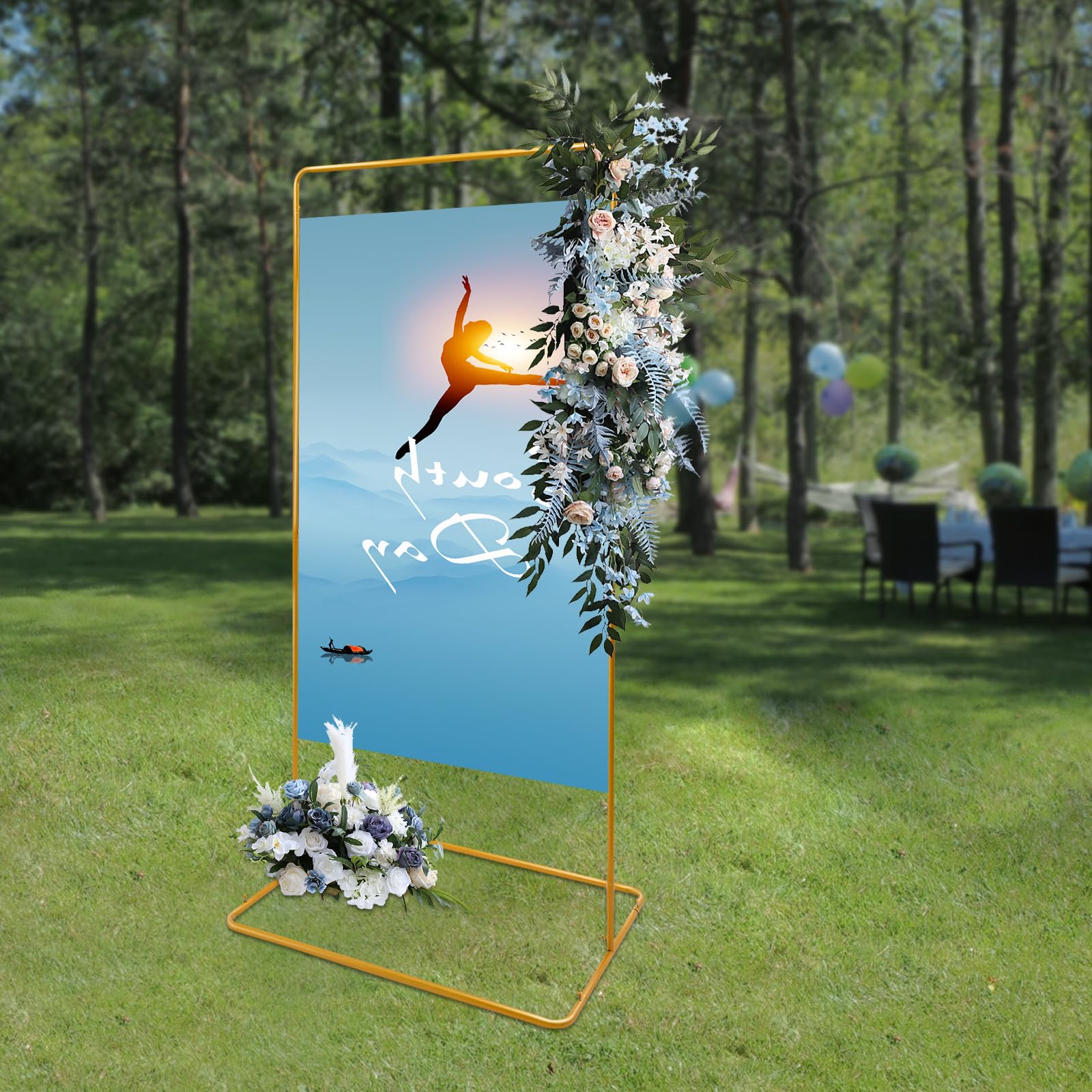 Złota metalowa rama, złoty łuk weselny, 2 m, metalowy stojak na baloniki, zestaw na przyjęcie urodzinowe, wieczór panieński, baby shower, ceremonie, dekoracja