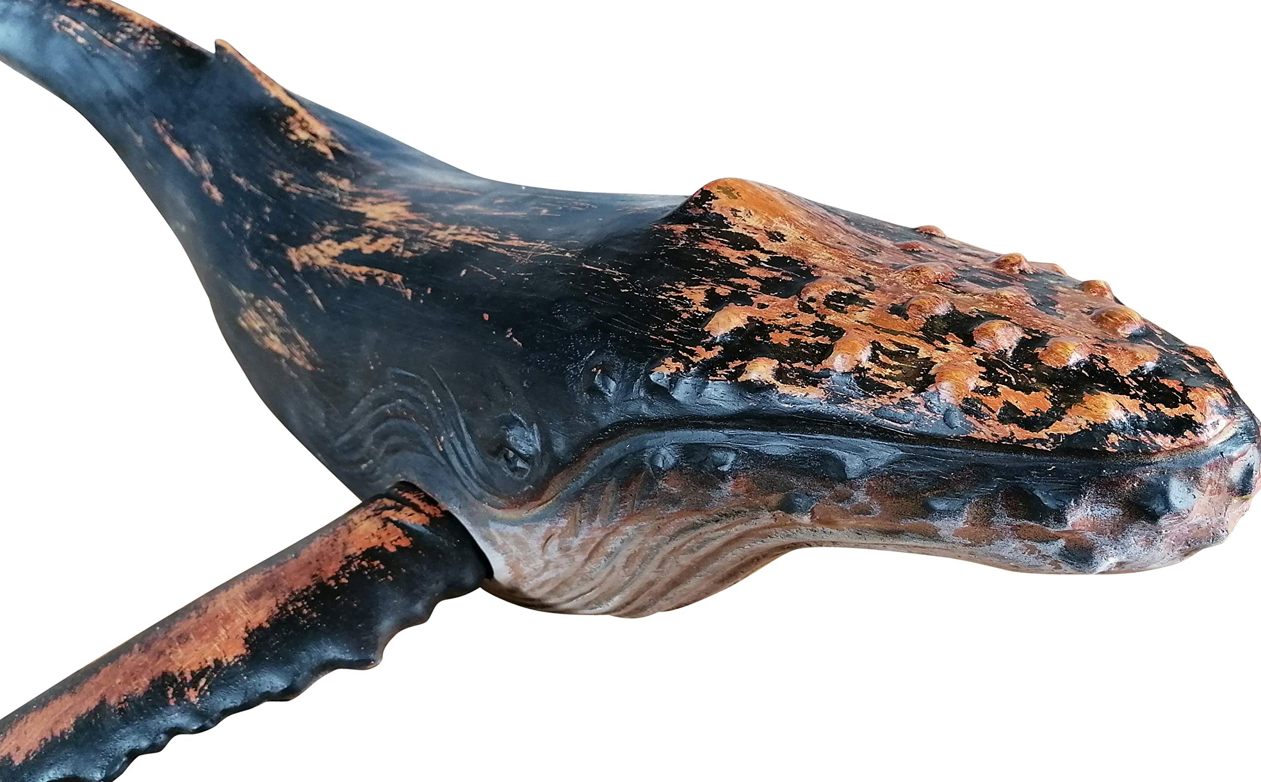 MichaelNoll Wal Walfisch Fisch Dekofigur Skulptur Statue Polyresin Modern - Maritime Deko für Wohnung in Holz-Optik - Dekoration für Wohnzimmer, Schlafzimmer oder Badezimmer - XXL 87,5x52x22,9 cm