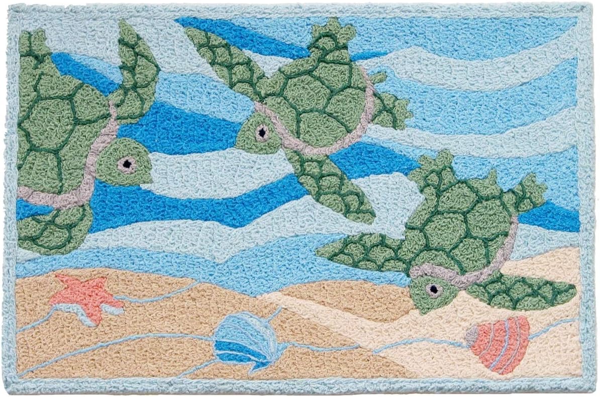 Jellybean Sea Turtle Beach Indoor Outdoor Rug Doormats