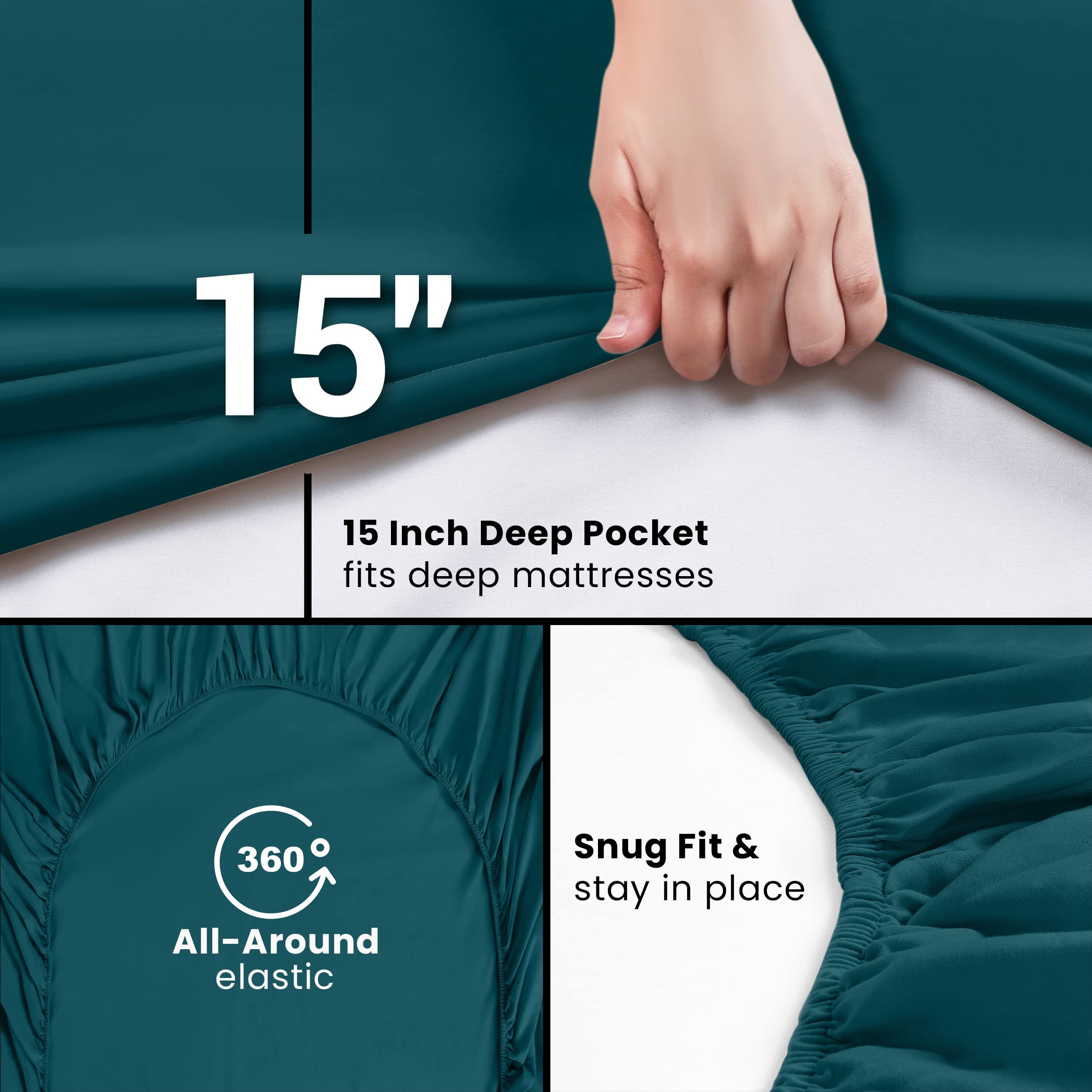 Utopia Bedding Queen Fitted Sheet, Bottom Sheet, Deep Pocket - Image 3