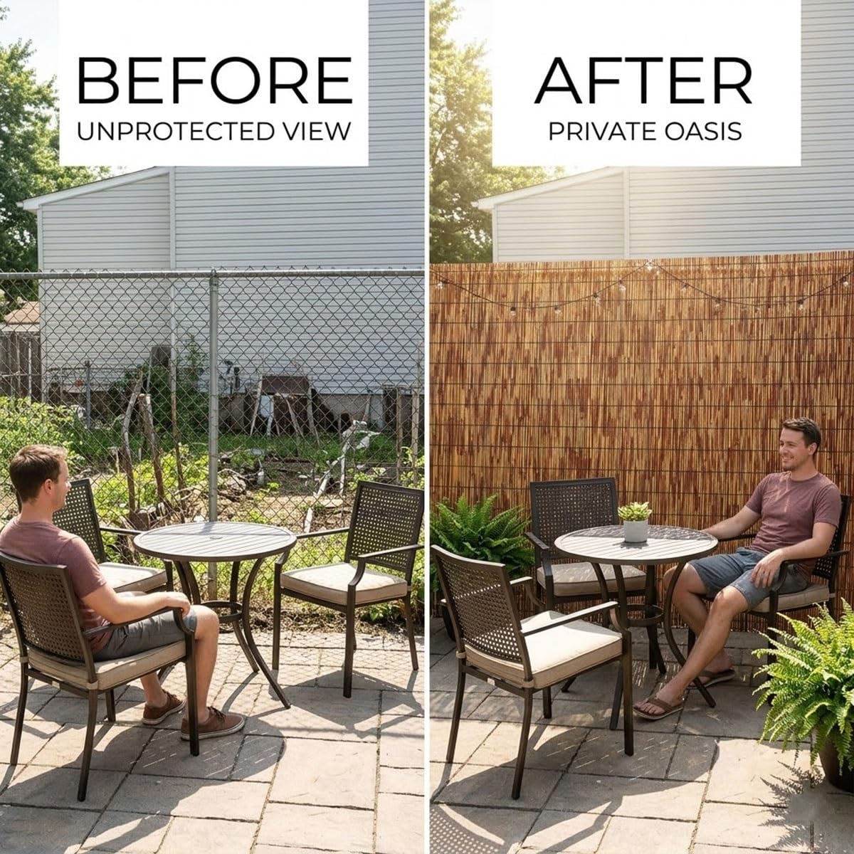 Rollo de Cañizo Natural para Ocultación, Valla de Caña Pantalla de Privacidad, Cerramiento Exterior Decorativo para Jardín Balcón Terraza Patio, Protección Visual(91x853cm(3x28ft))