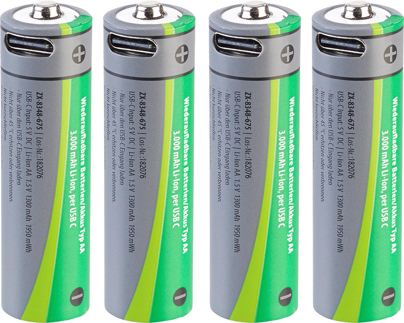 tka Köbele Akkutechnik Set batterie: Set da 8 batterie Ricaricabili, Alta capacità, 8X AA con 3.000 mWh (USB-C, Batteria USB-C ad Alta capacità, RC)