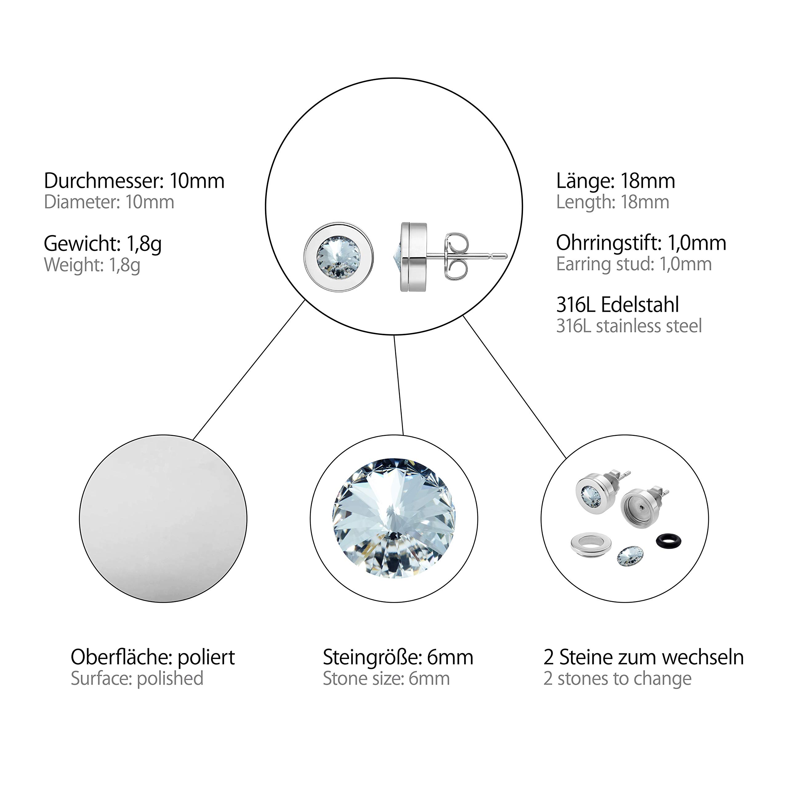 Heideman Ohrstecker Colori Damen Silber Edelstahl mit Kristall weiß 6mm