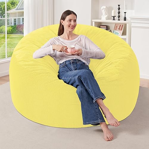 Miniatura 17 de HABUTWAY Silla Puf de 4 Pies, Sillas Puf Gigantes para Adultos, Sillas Puf Grandes con Relleno de Espuma Viscoelástica, Sillas Puf Grandes con Funda