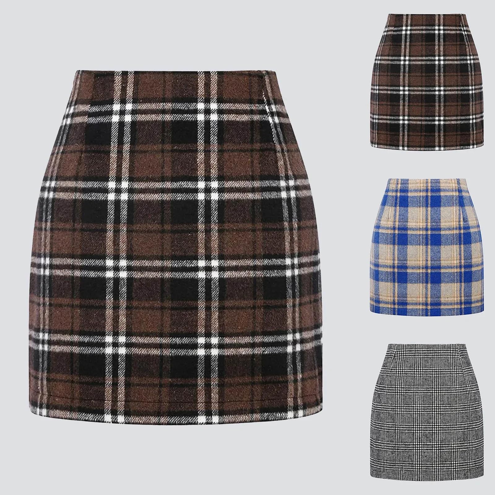 Spódnice Damskie Mini Eleganckie Spódnice Kobiety Lato Plaid High Winst Hip Wrap Spódnica Kobiet Biuro Moda Jesień