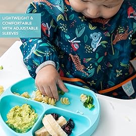 Bumkins Sleeved Bib, Waterproof Fabric, Jungle & Animal, 2-pack