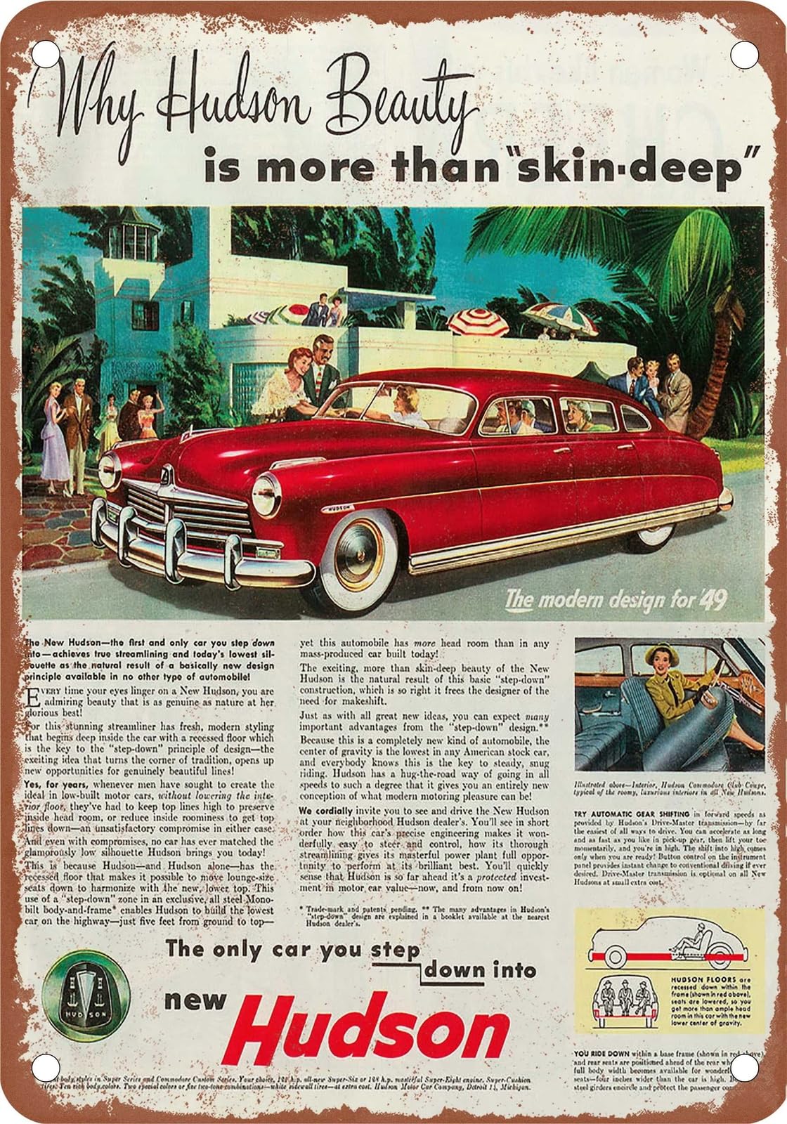 Miaomansenstore Metal Sign - 1949 Hudson Vintage Ad 07 - Old Retro Rusty Look Home Decor