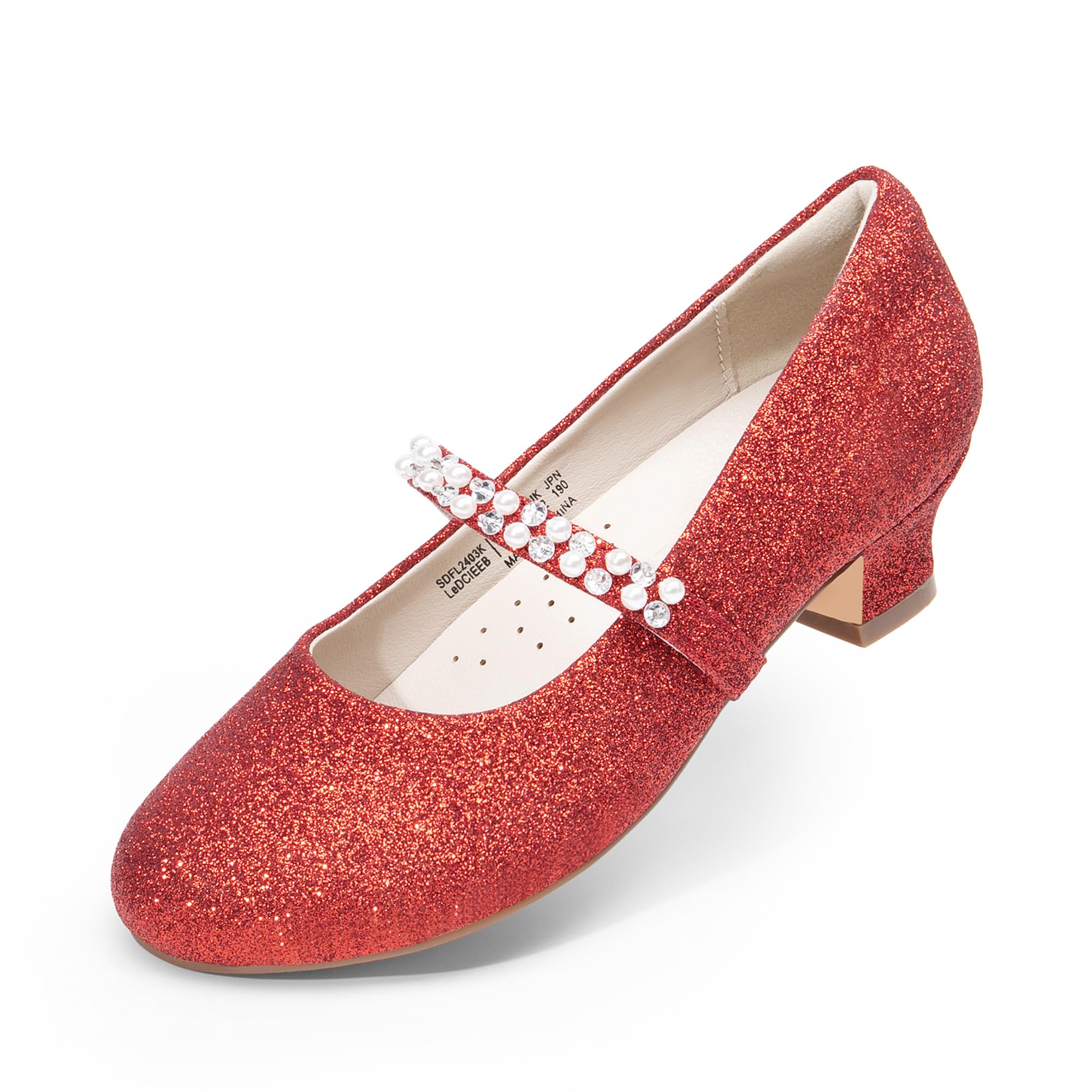 DREAM PAIRS Girls Dress Shoes Low Heels for Little Big Girl Mary Jane Shoes with Pearl Rhinestones Flower Girl Pumps Princ...
