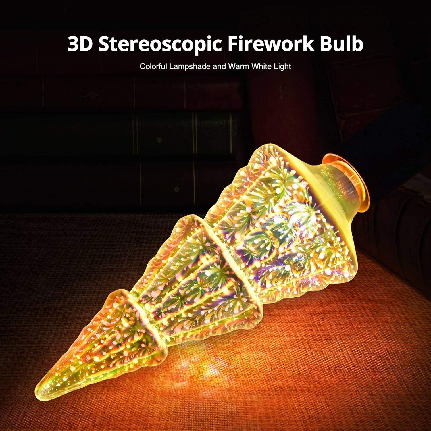 3D Fireworks Effect LED Light Bulb, Christmas Tree Shape Lamp for Party Home Christmas Holiday Festival Decor