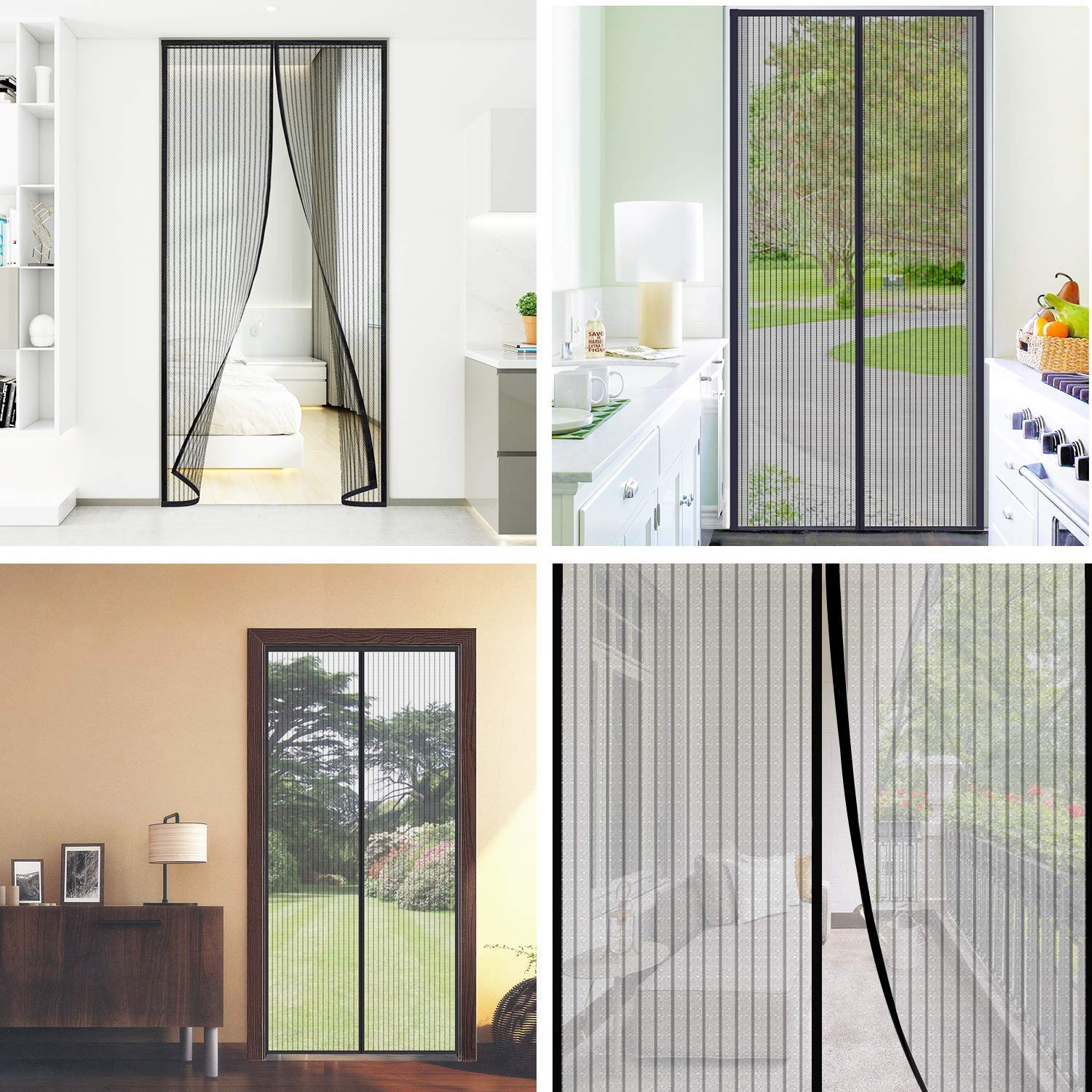 Zanzariera Magnetica Per Porte 110x230cm - Rete Fibra Vetro, Chiusura Automatica, Nero - Foto 8