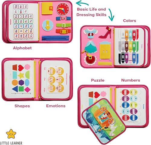 Miniatura 3 de Little Learner Montessori - Juguete de viaje de fieltro para niñas pequeñas y niñas de 3, 4, 5, 6 años, para vestirse, habilidades para la vida,