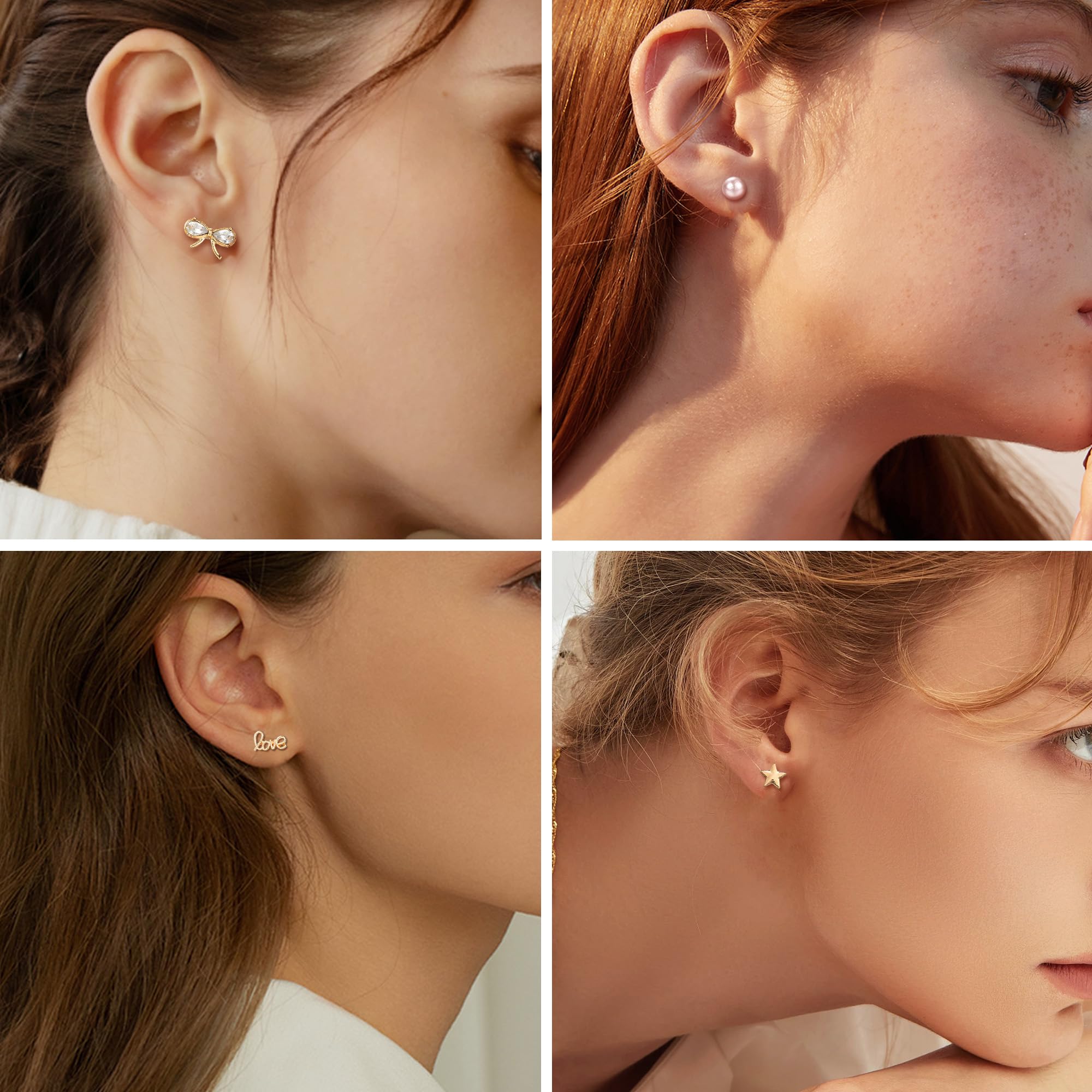 Juego de 81 pares de aretes pequeños para mujeres y hombres, barra circular triangular, estrella, luna, hoja geométrica, flecha, flor, lazo, bola de circonita cúbica, juego de aretes 4