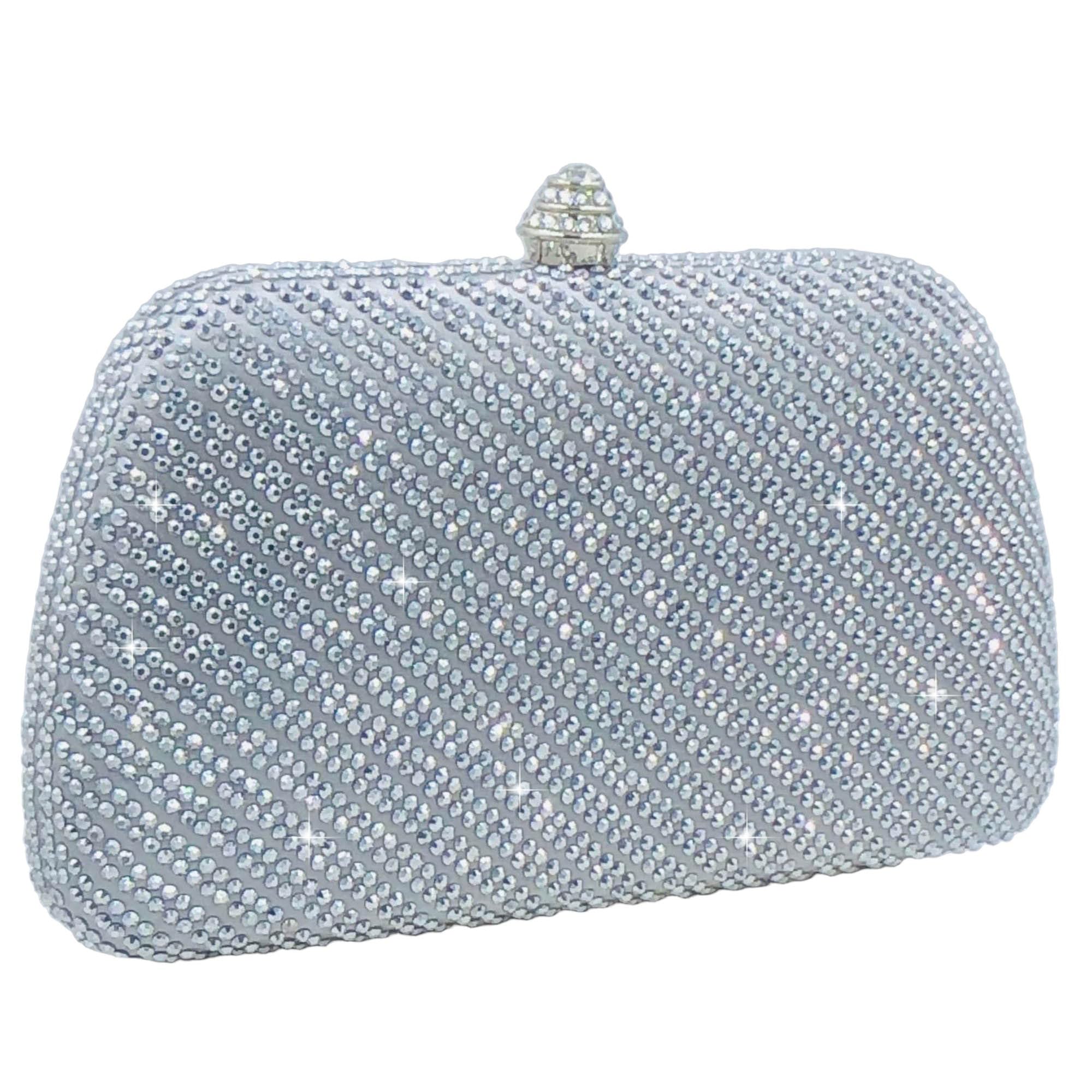 Boutique De FGG Mini pochette con strass per donne formali, borse da sera eleganti da sposa e pochette, pochette in cristallo