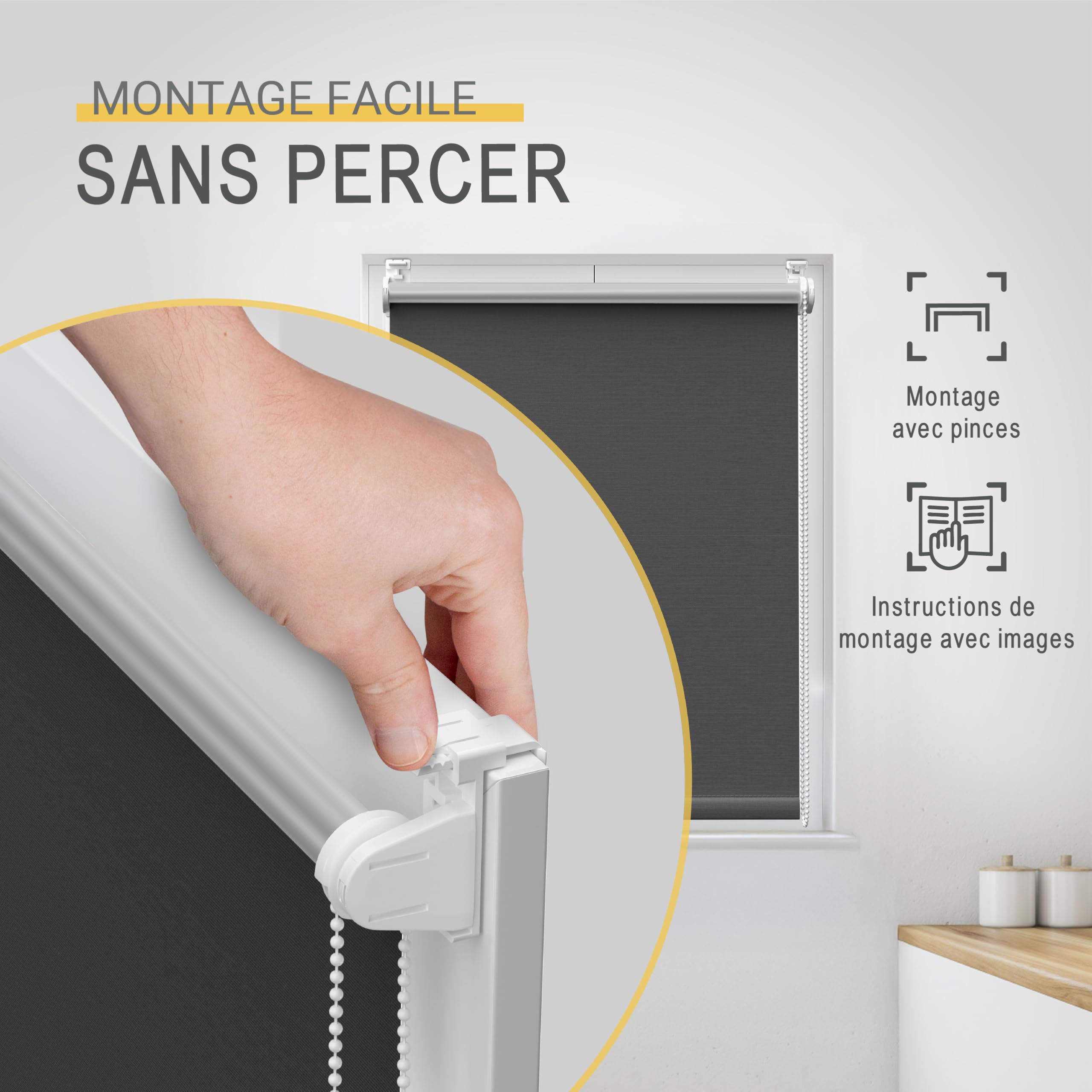 Sol Royal Store occultant Thermique pour fenêtre sans perçage | 60x160cm anthracite rideau intérieur robuste toute l'année réglable en continu pince protection isolant SolReflect T42