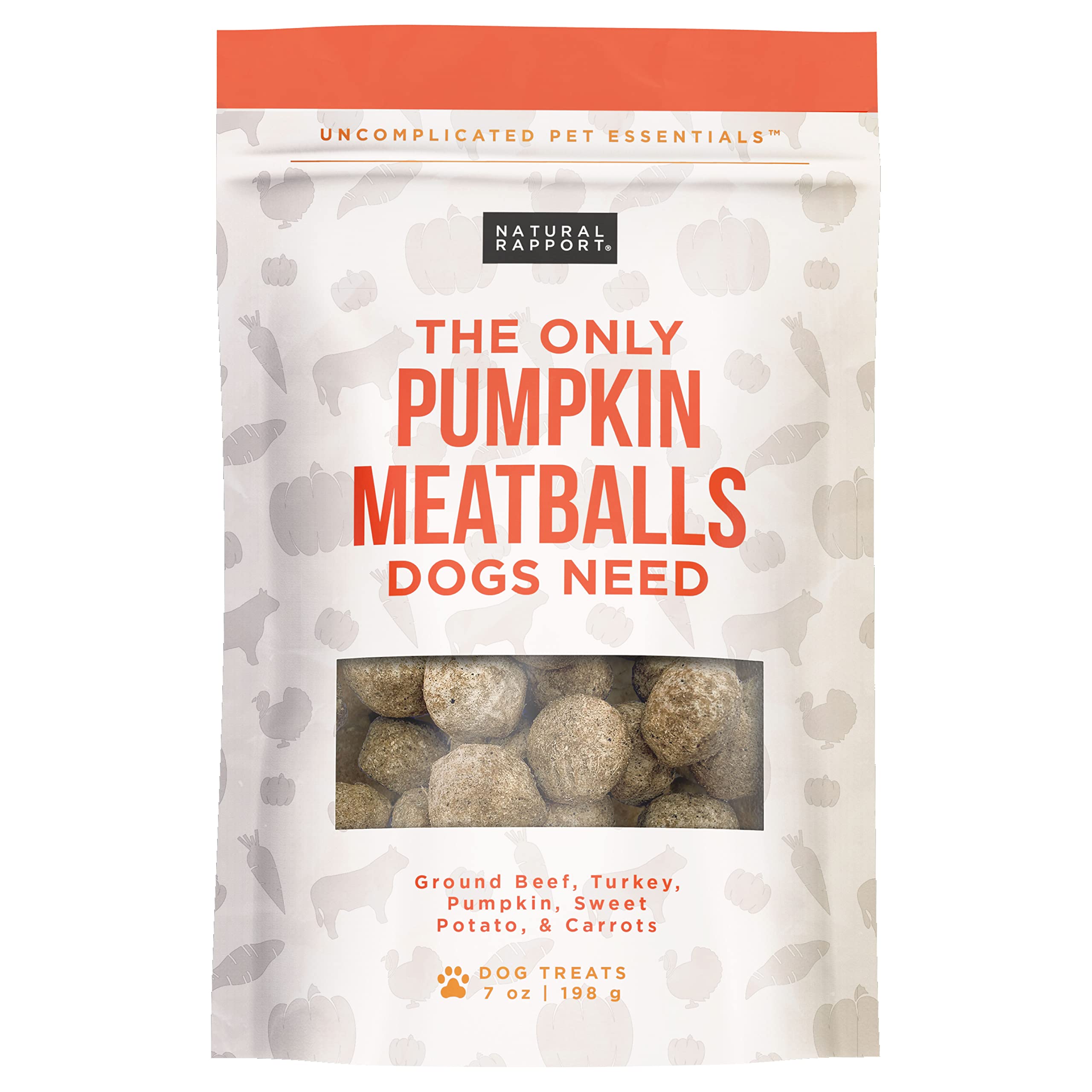 Natural RapportDog Treats - The Only Snacks Dogs Need - All Natural Dog Treats, No Additives All Natural Dog Treats for Large & Small Dogs (Pumpkin Meatball)