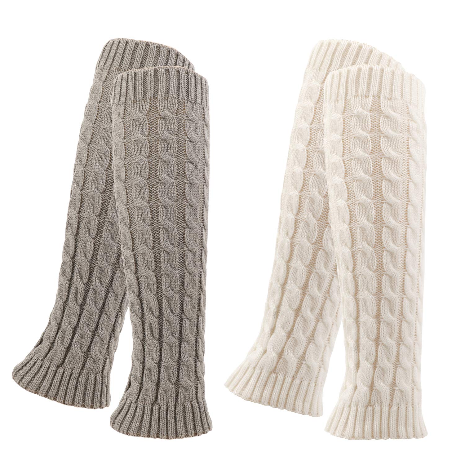 2 Pairs Ankle Leg Warmer, Winter Knit Crochet Women's Leg Warmer Knee High Leg Warmers for Winter