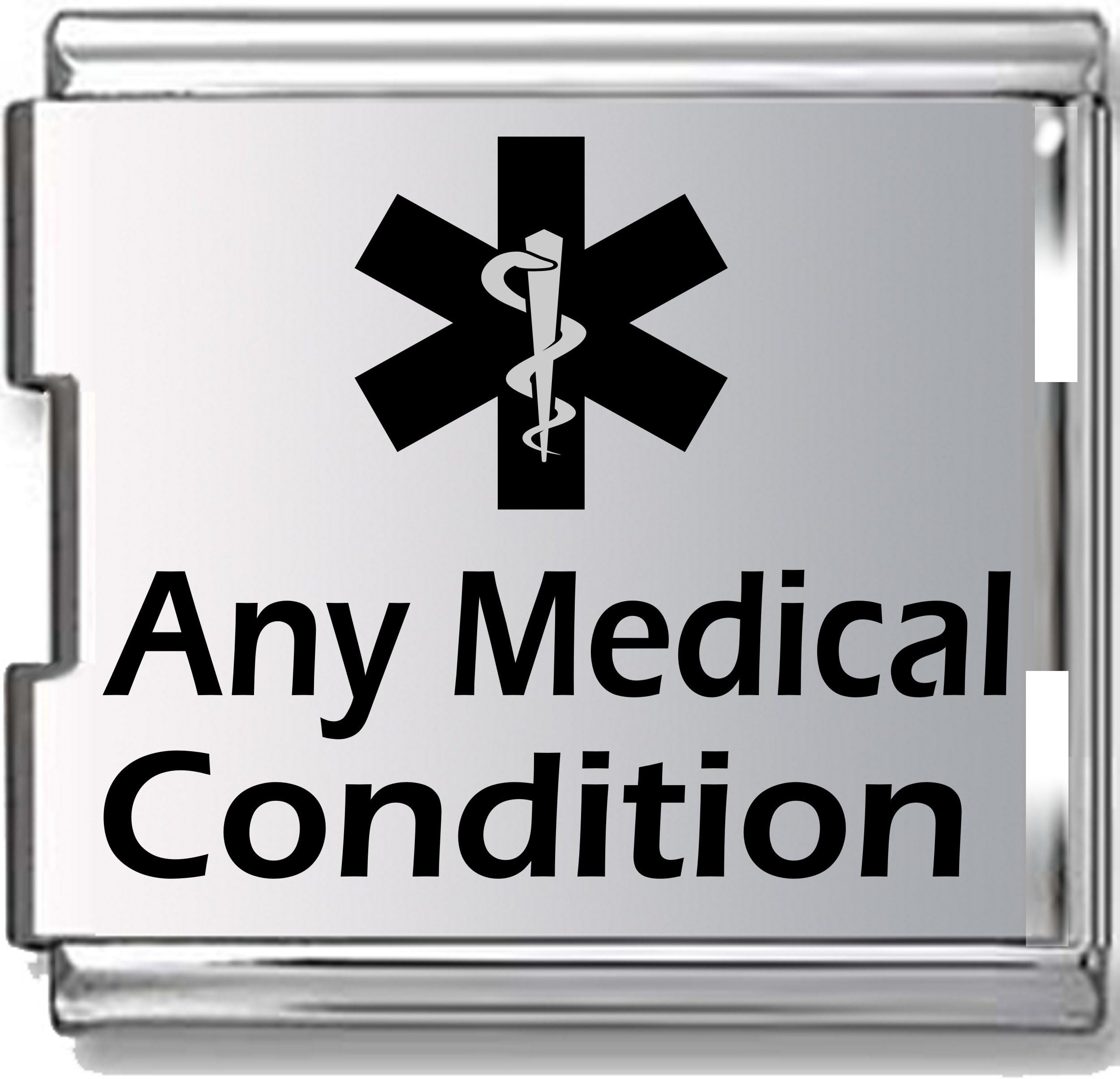 JSC JewelleryCustom Made Mega Link Medical Alert Italian Charm fits all 9mm Italian Style Charm Bracelets