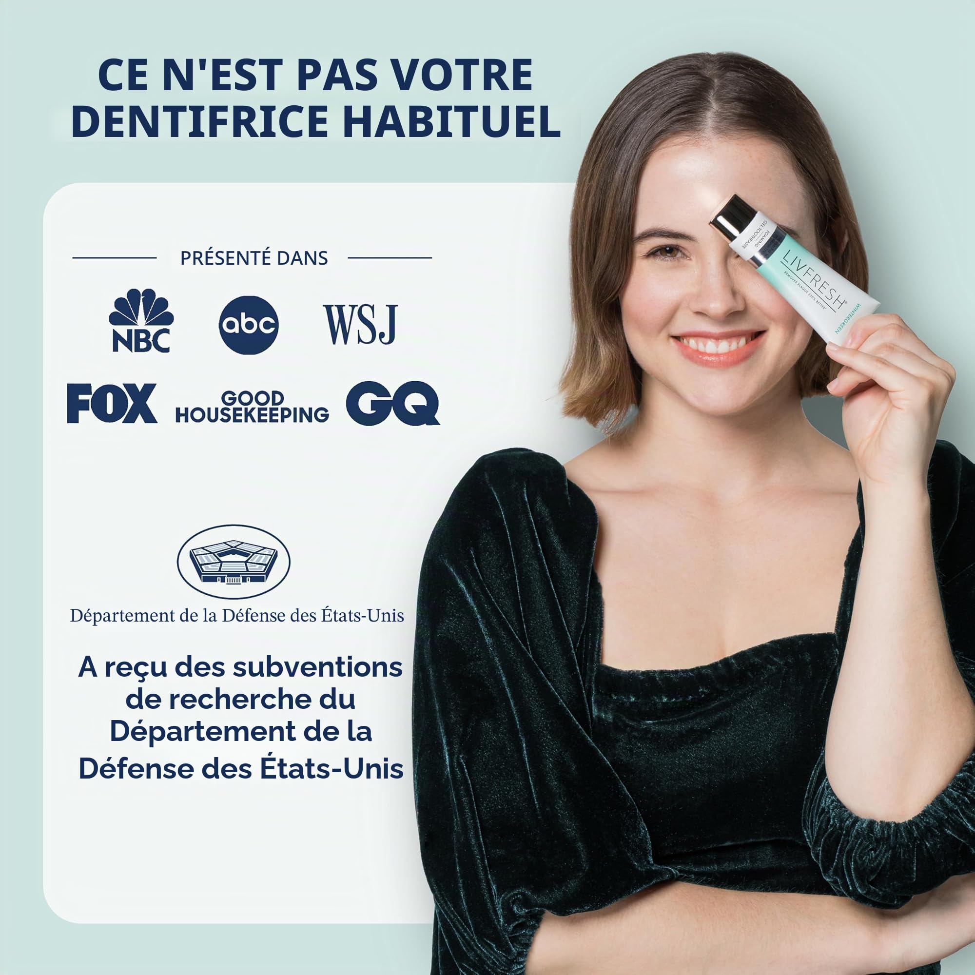 LIVFRESH Gel dentifrice, cliniquement prouvé pour enlever la plaque dentaire 250% mieux, améliore la santé des gencives 190% mieux, prévient et réduit le tartre, rafraîchit l'haleine, gel dentaire