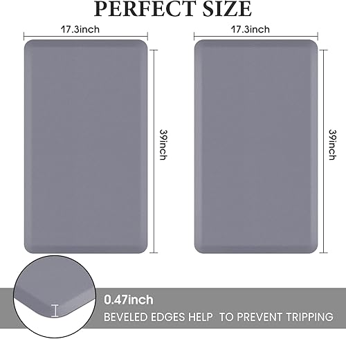 Miniatura 37 de HappyTrends Tapete de cocina [2 piezas] acolchado, cómodo, antifatiga, impermeable, antideslizante, tapete de espuma ergonómica gruesa y perfecta
