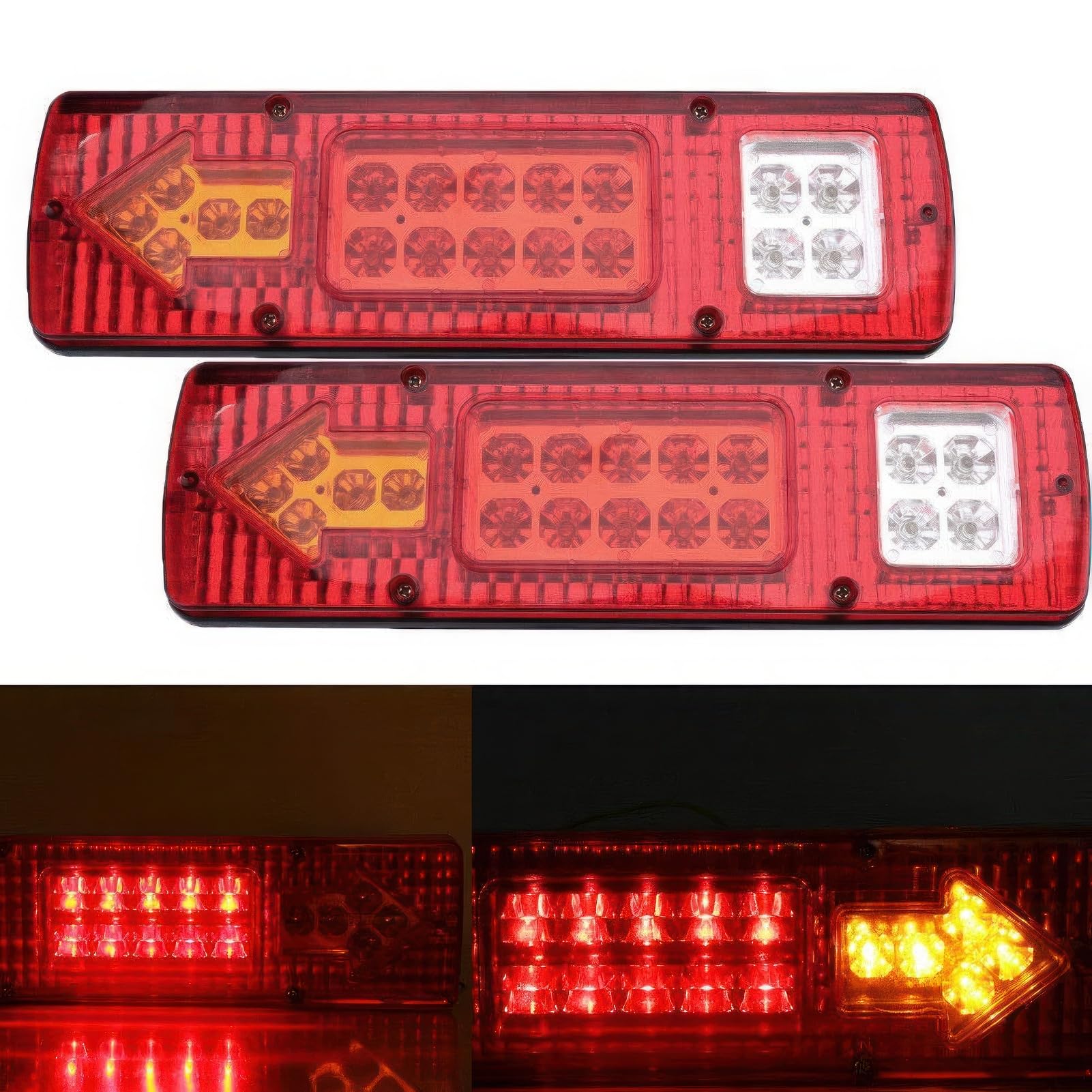 Fanale posteriore TOTMOX 2X LED, 19 LED, 12V, per camion, roulotte, furgoni, rimorchi per barche