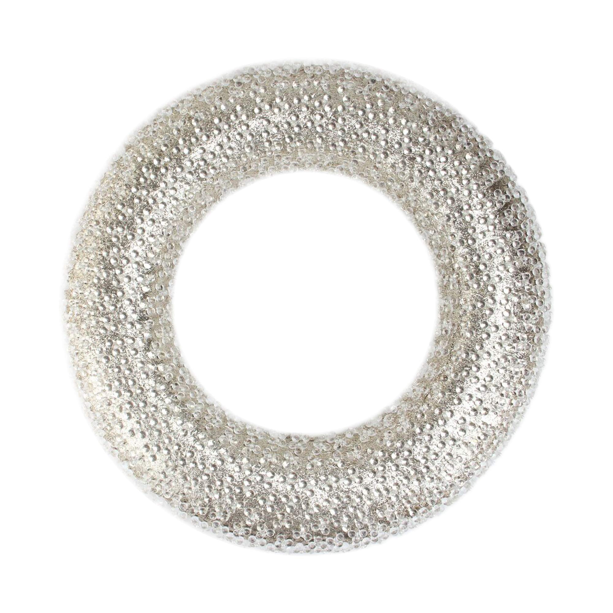 Silver and Clear Beaded Artificial Christmas Wreath - 20-Inch, Unlit