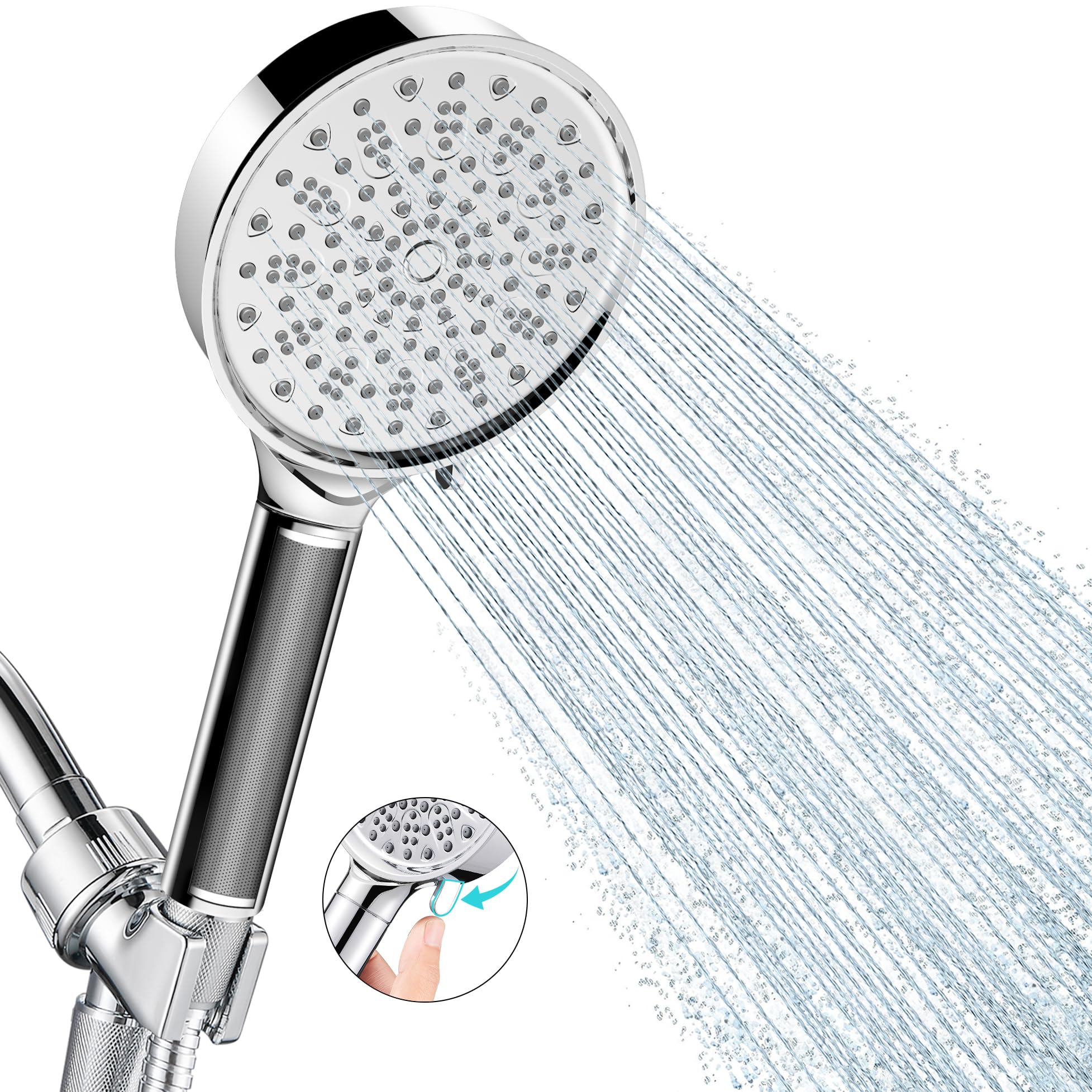 Cobbe Filtered Shower Head with Handheld - Filters Over 99% Of Chlorine - 2.0 Carbon Shower Head Filter System - Water Softener Filters Beads for Hard Water - Reduces Dry Itchy Skin, Chrome