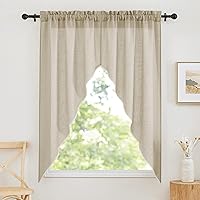 Vista 25 de RYB HOME Cortinas Blancas con Textura de Lino, Cenefas Transparentes, Complementos Superiores para Ventanas, Cortinas Semitransparentes para Cocina