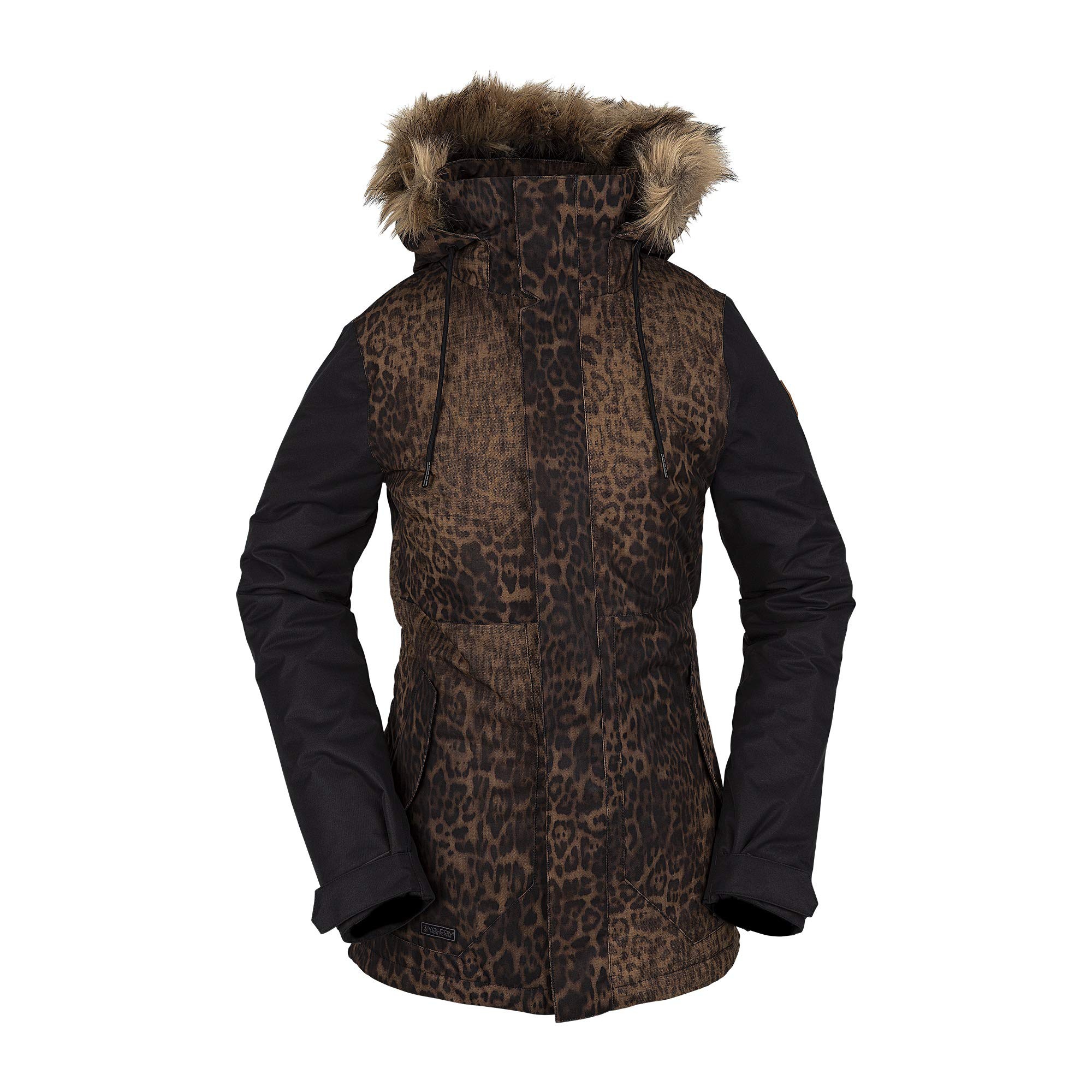 Volcom Women's Fawn Insulated Snowboard Ski Winter Hooded Jacket, BLACK COMBO, S