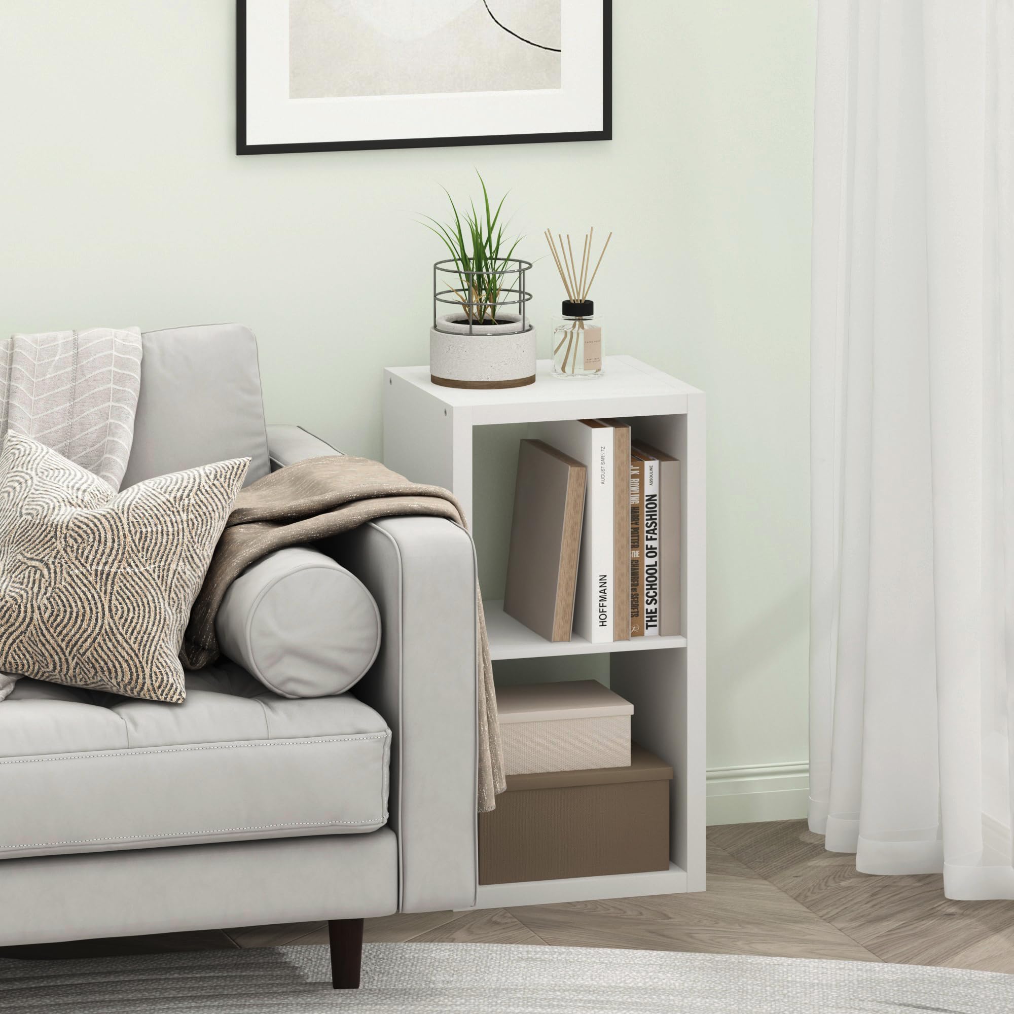 Furinno CUBICLE 2-Cube Open Shelf Cube Shelves, White