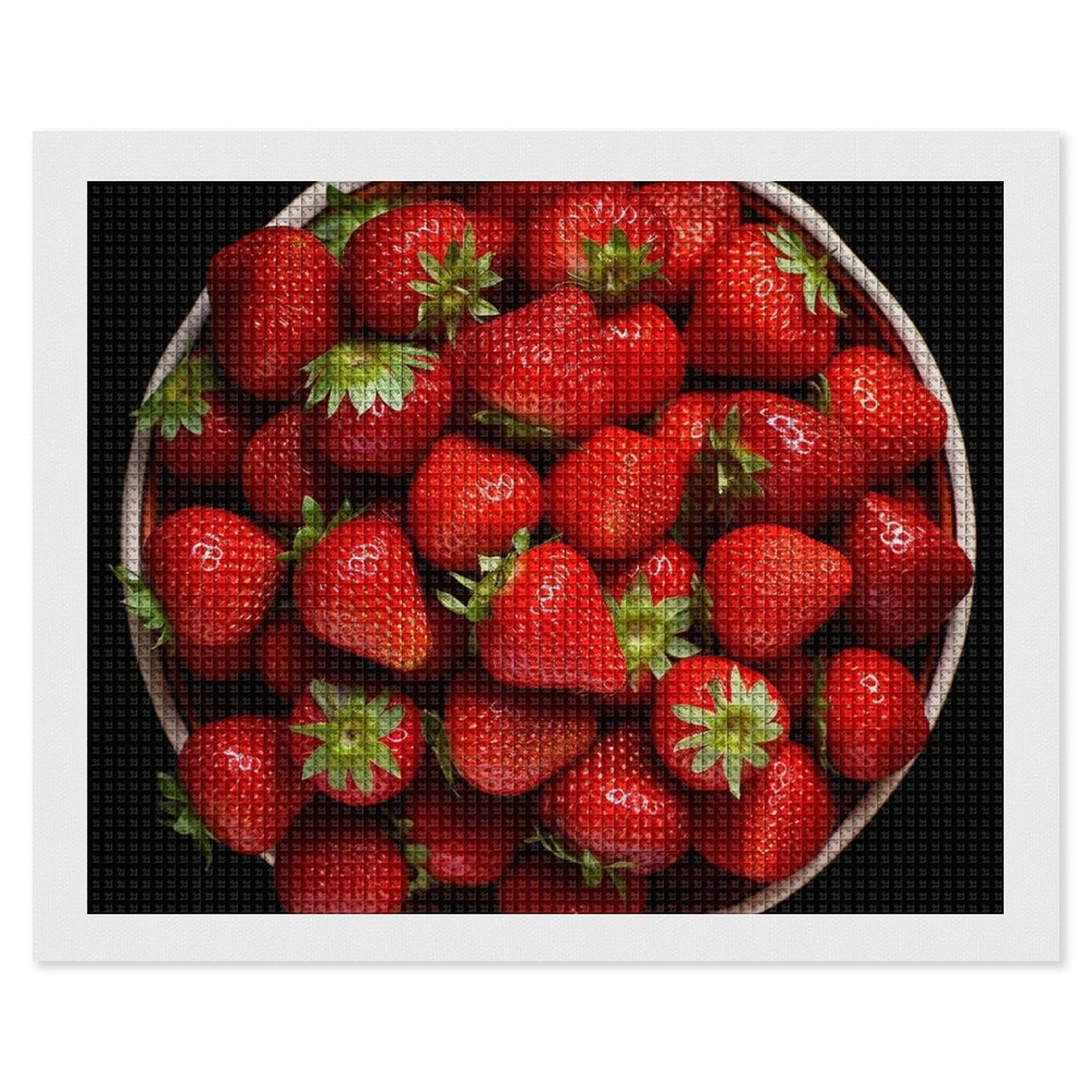 Strawberries in Bowl Diamond Art Kits for Adults, DIY 5D Diamonds Painting Kits for Beginner, Round Full Drill Diamond Dots Painting, 16"x20" Diamonds Pictures Gem Art and Crafts Wall Decor