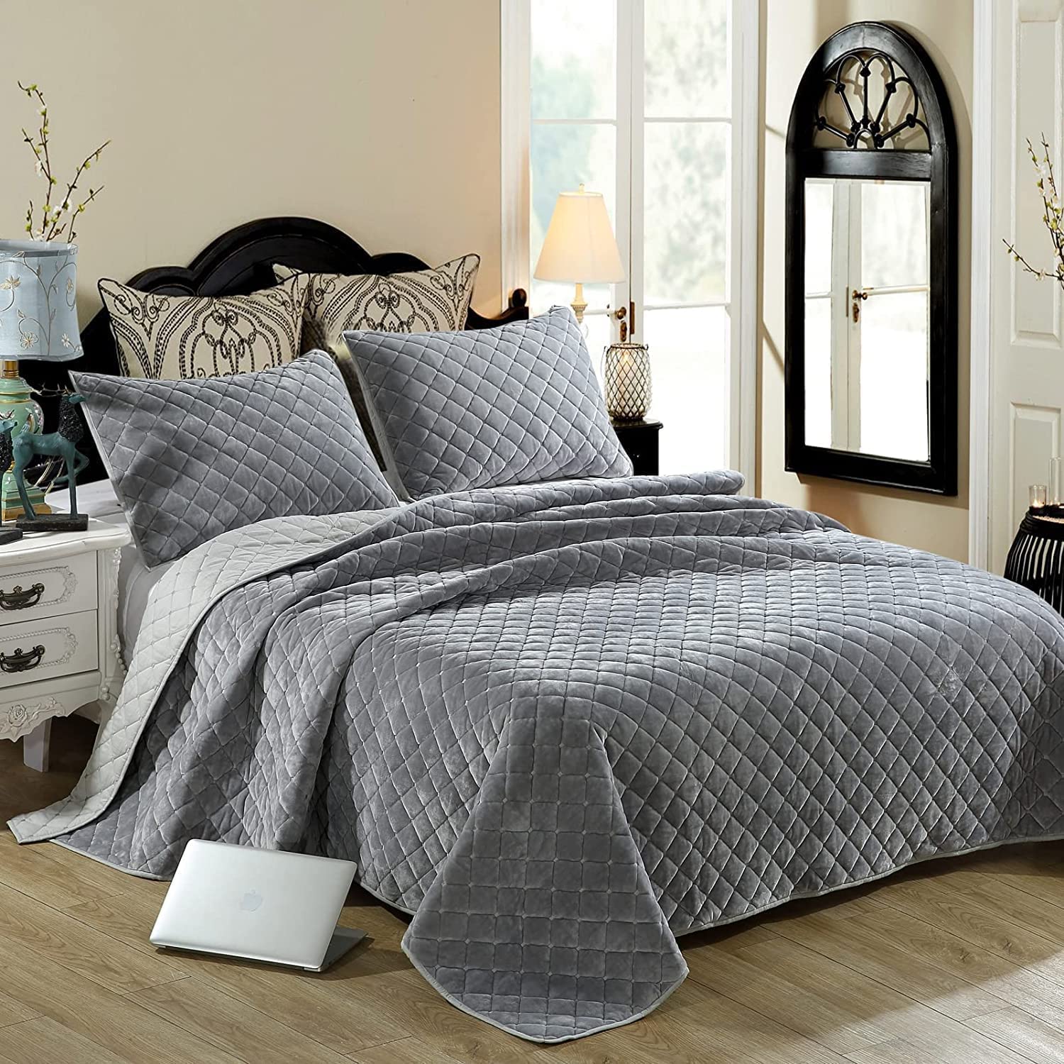 WDXN Couvre Lit Matelassé De Luxe,Boutis Imprimé En Dessus De Lit 2 Personnes,240x260 Jeté De