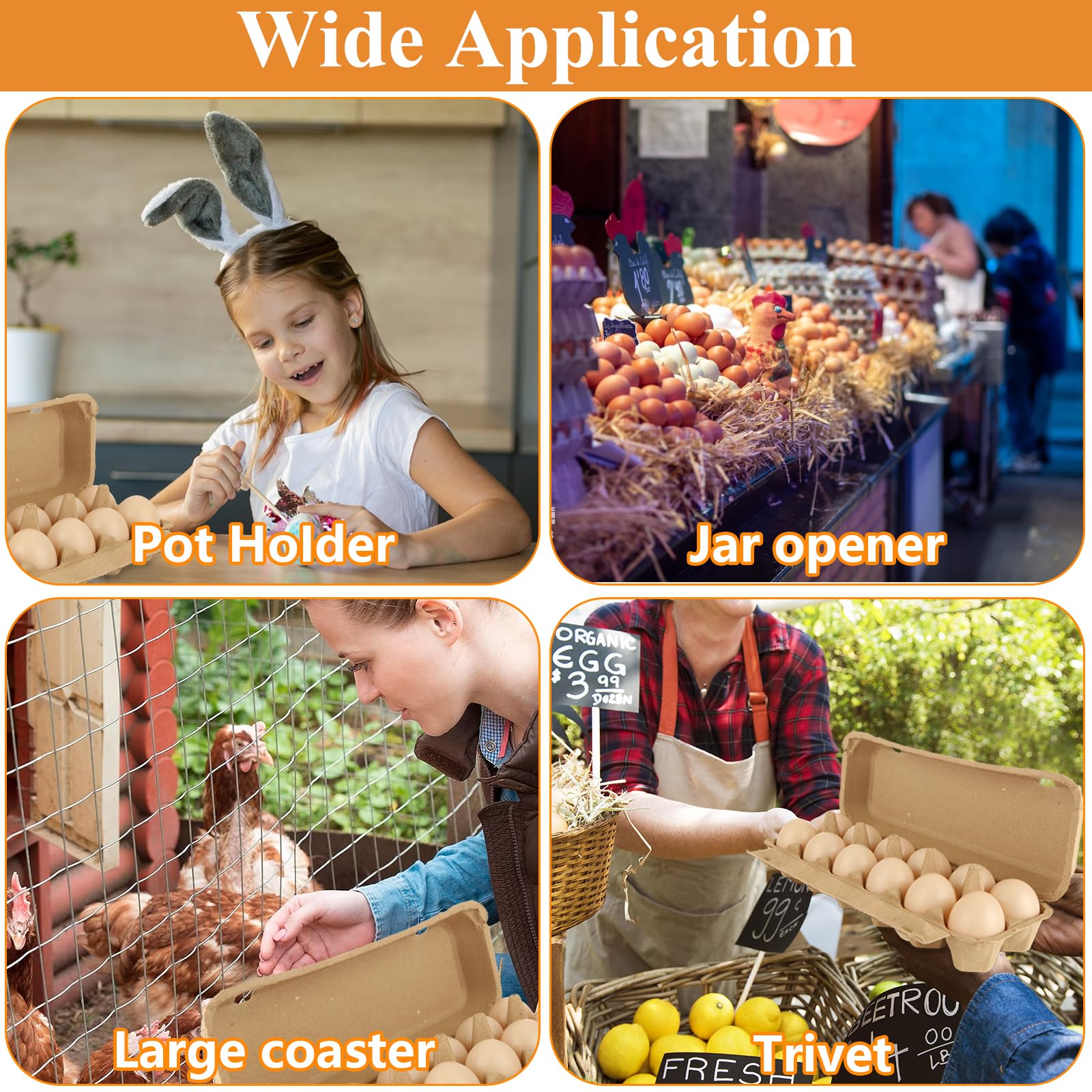 Cajas de cartón para huevos, 12 unidades, cartón para huevos, 20 unidades, cartón con tapa para 12 huevos con pegatinas, biodegradables para huevos (marrón)