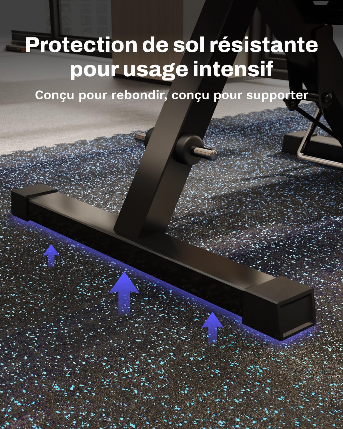 AIRHOP 6 Tapis 60x60x1,4 cm Tapis de Fitness d'Équipement avec Surface en Caoutchouc Robuste et Épais, Tapis de Protection de Sol en Puzzle pour Salle de Sport et Domicile,Noir&ble