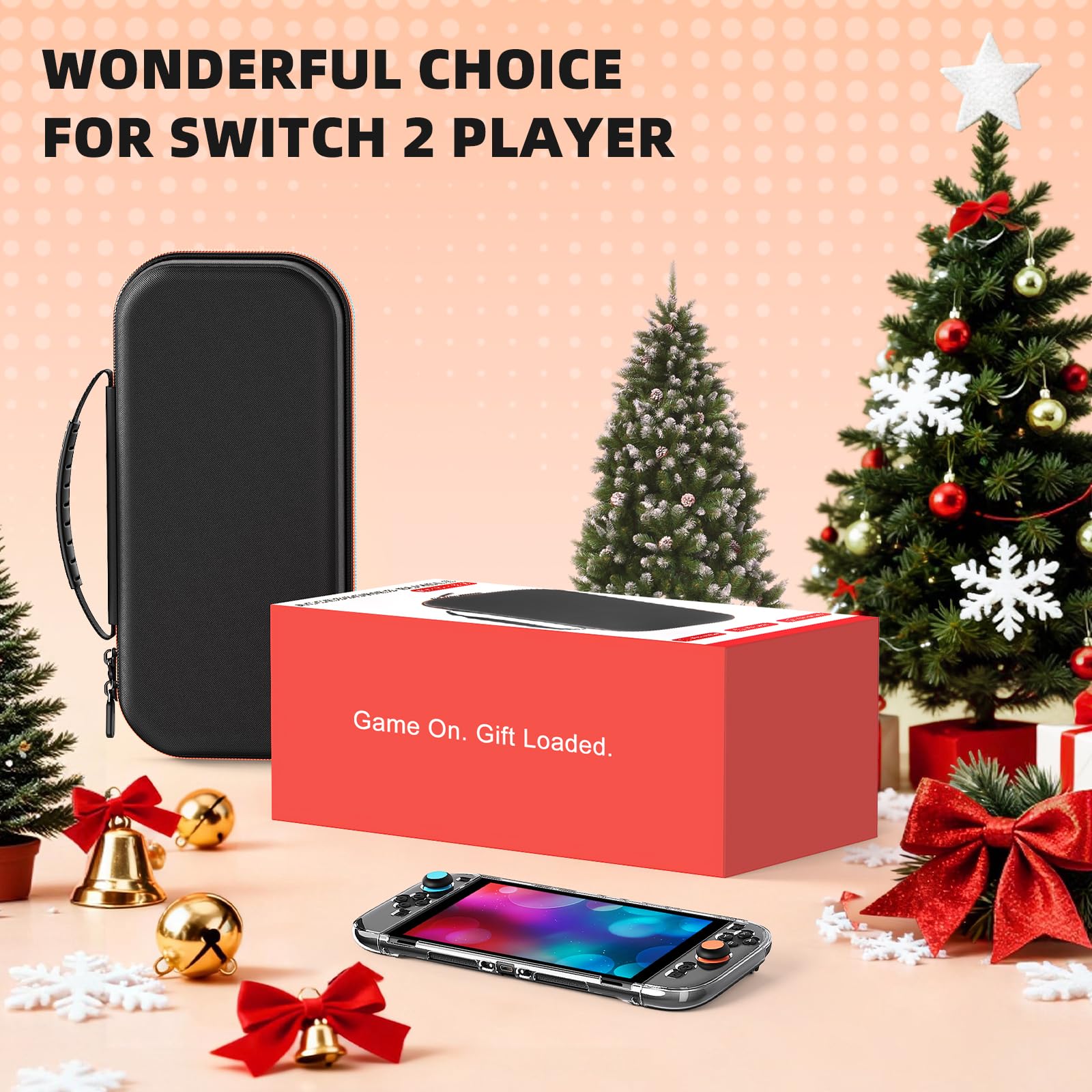 Switch 2 Zubehörset, Bundle Tasche für Nintendo Switch 2,30-in-1 Set: Tragetasche, Controller-Ladestation, Griffe für JoyCon, Lenkräder, Handgelenkschlaufe, Beinschlaufe,Schwarz (30 Stück)
