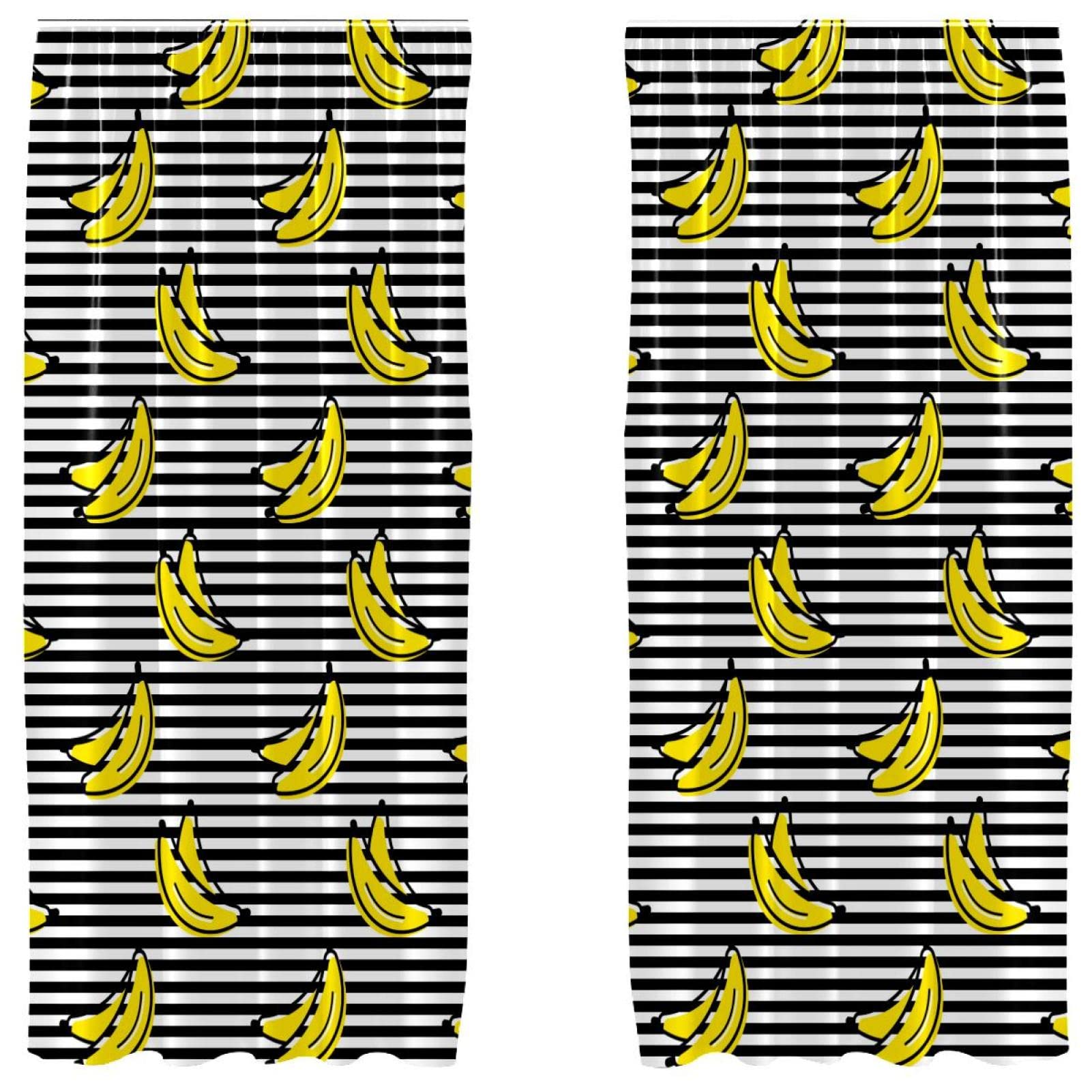 Rideaux décoratifs légers rayures bananes passe-tringle salon