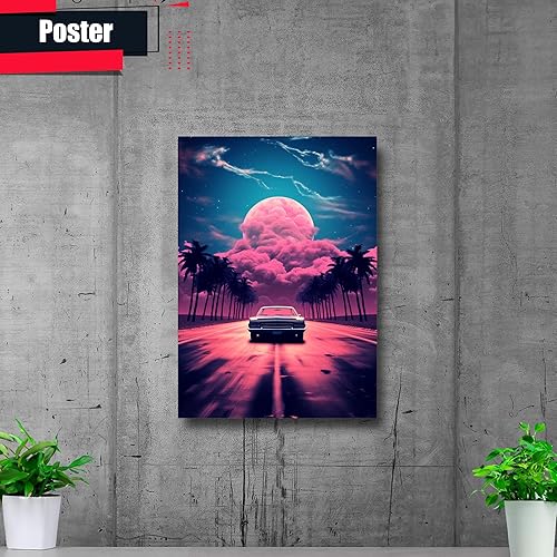 Miniatura 2 de Unique Synthwave Style Retro Art, 80s style art, framed poster print, guest room art, cool living room art, Wall Art poster, poster Prints