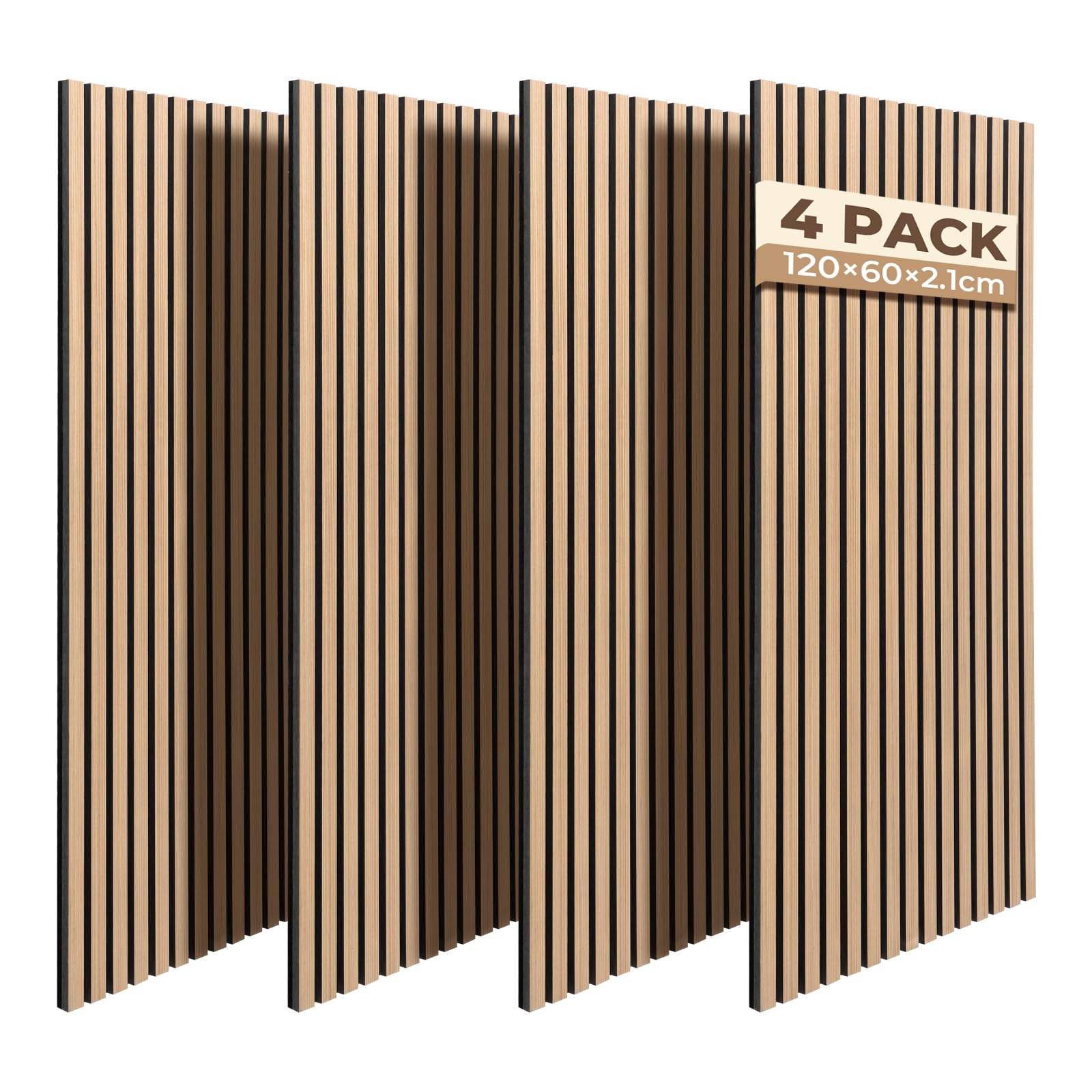 Panneau Mural Decoratif 120x60x2,1 cm, Ohuhu 4 Panneaux Panneau Acoustique Aspect Bois, Panneau Acoustique Mural avec Haute Absorption Acoustique, Panneaux Muraux pour Salon Bureau
