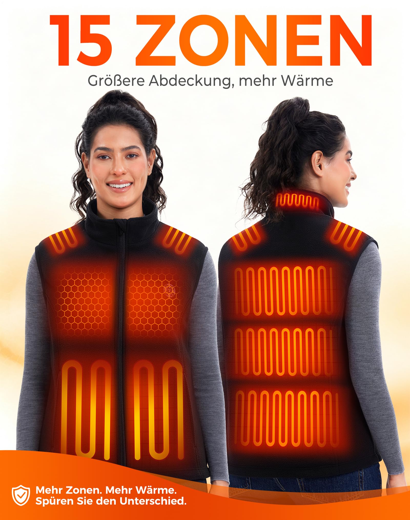 Gilet riscaldante da donna in pile con power bank da 16000 mAh