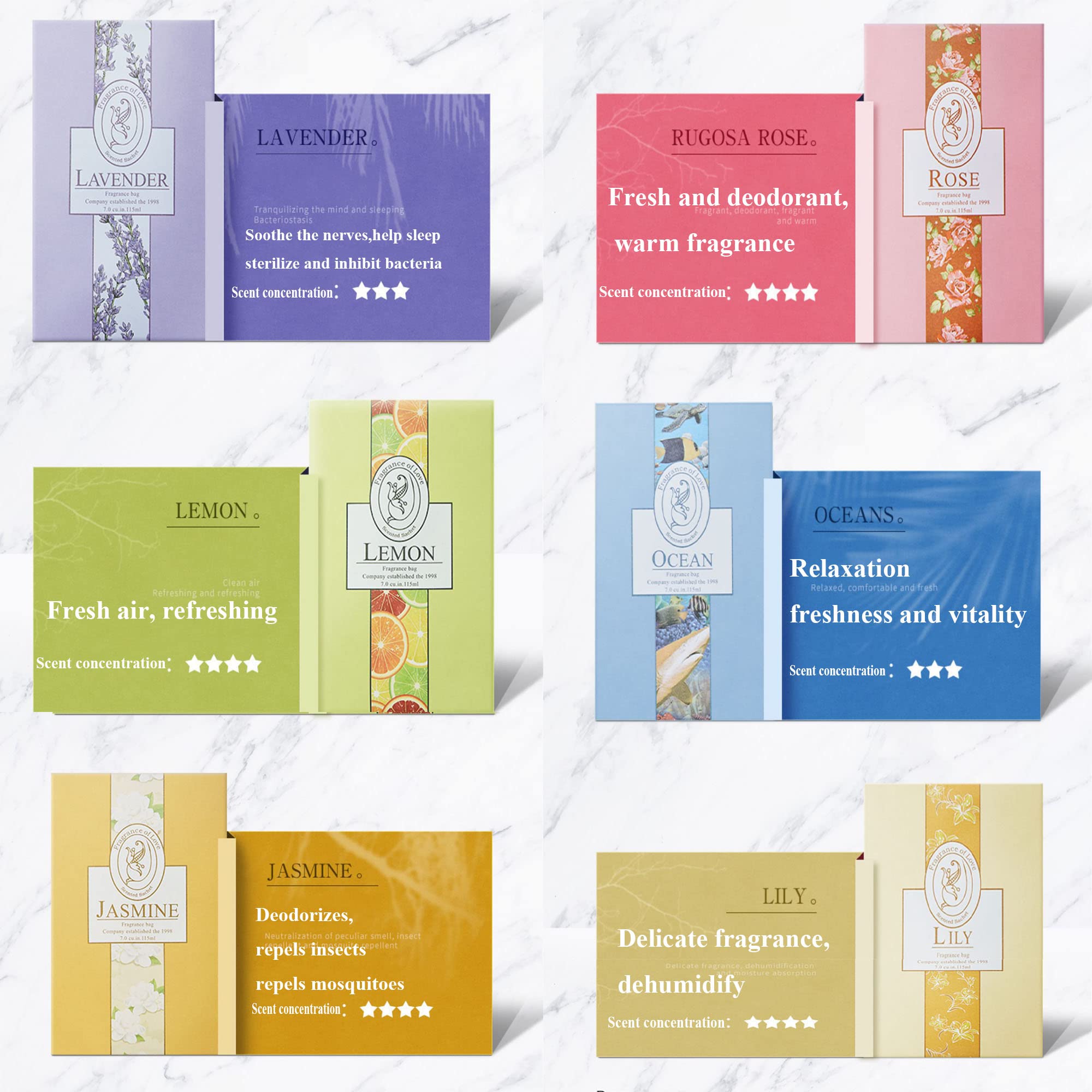 6PCS Sachet Armoire Parfumé, Sachet Parfumé Armoire Sent Bon Maison, Parfum d Ambiance Maison Parfum d'intérieur, Desodorisant Vetement Armoire, Sachets Lavande Placards Parfum Voiture (6pcs)