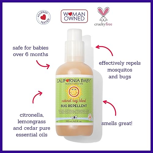 Miniatura 4 de California Baby Spray repelente de insectos natural  Citronela y citronela  Sin DEET  Repele mosquitos  Apto para alergias  Gran olor  Aerosol