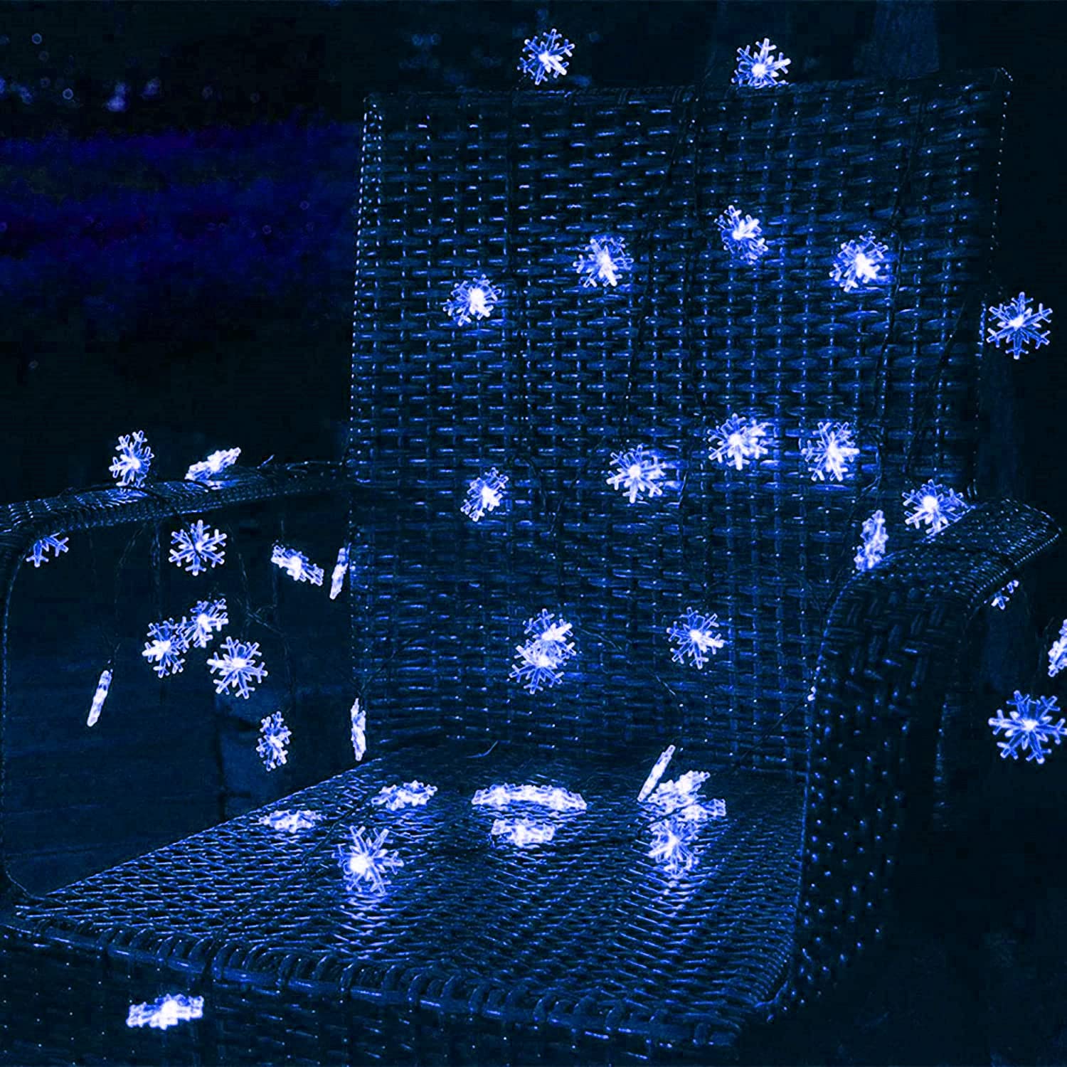 Solarne płatek śniegu, słoneczne girlandy ogrodowe, Solarna girlanda ogrodowa z 8 trybami wodoodpornych solarnych świateł świątecznych (32M 300LED, niebieski)