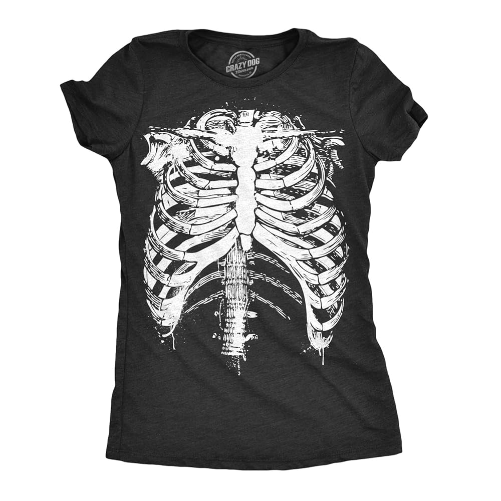 Amazon.com: Womens Splattered Rib Cage T Shirt Cool Skeleton