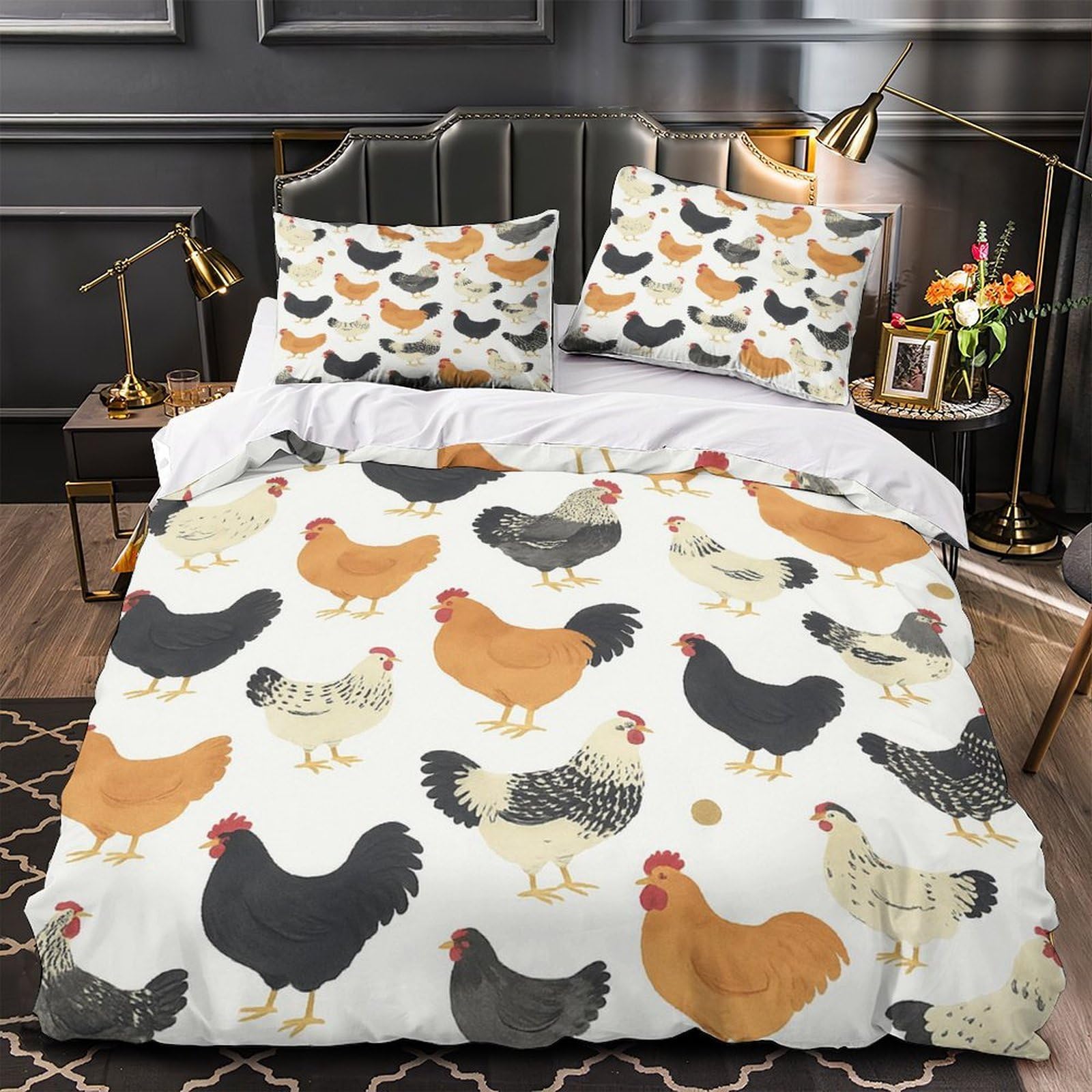 Housse de couette poulet fermeture éclair fini la couette qui glisse
