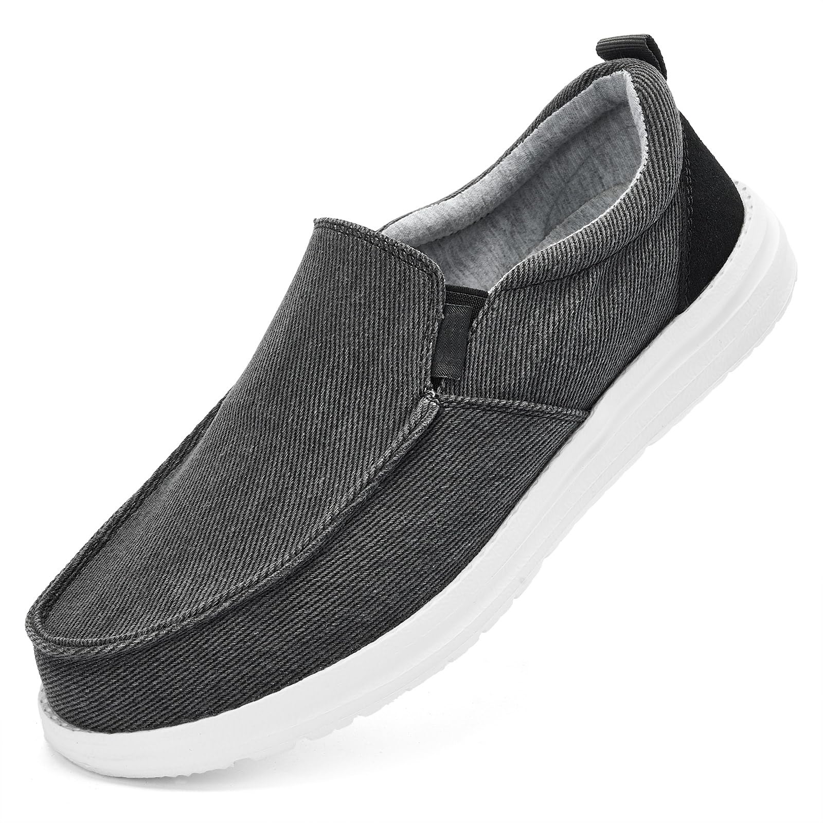 RYIKA Mens Hands Free Slip-on Loafers Shoes Wide Width Casual Canvas Loafers Shoes Mens Boat Shoes Lightweight Non-Slip Walking Shoes Soft Sneakers