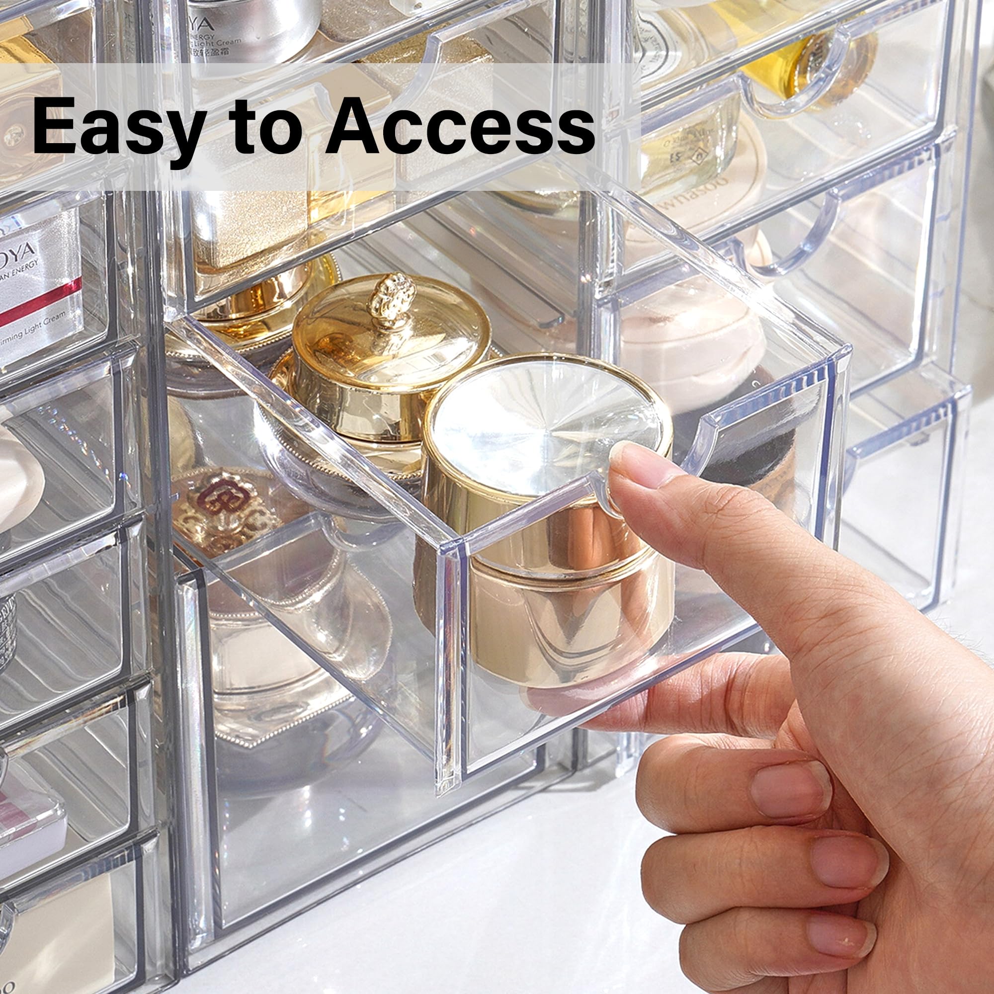 Prsildan Acrylic Drawer Makeup Organizer with 6 Drawers Not for Baby Bottle Set of 2 Office Desk Organizers — view 6